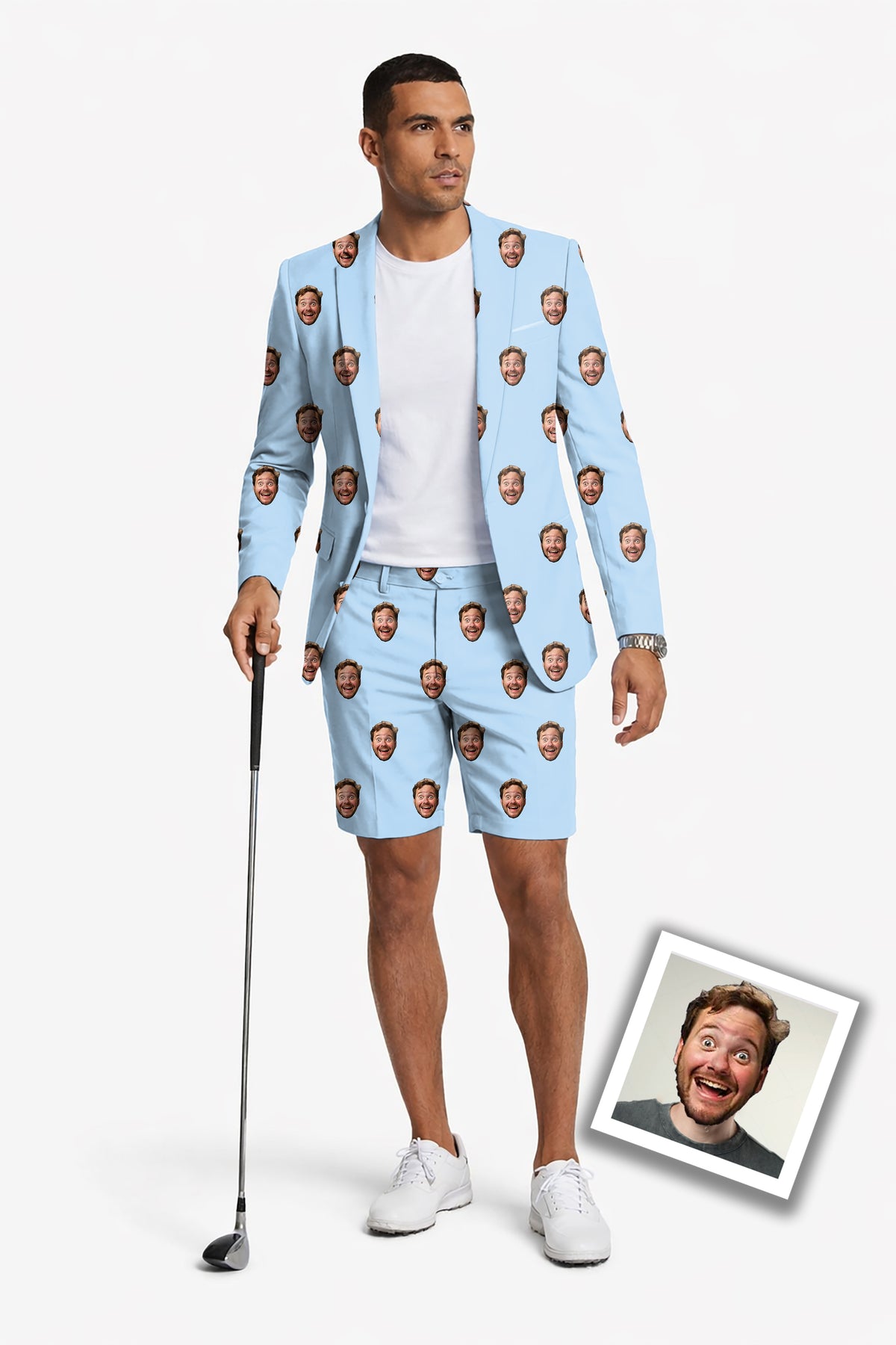 Custom Photo Funny Face Men's Party Costumes-Theme Party 2pcs Suit set-Blazer Shorts