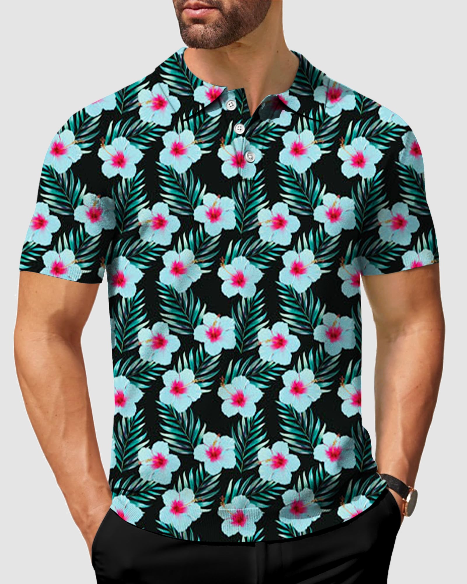 Men's Tropical Flowers Polo