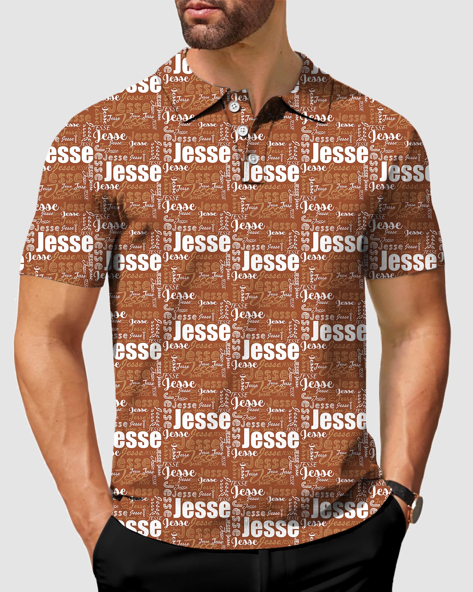 Men's Custom name brown Golf Polo