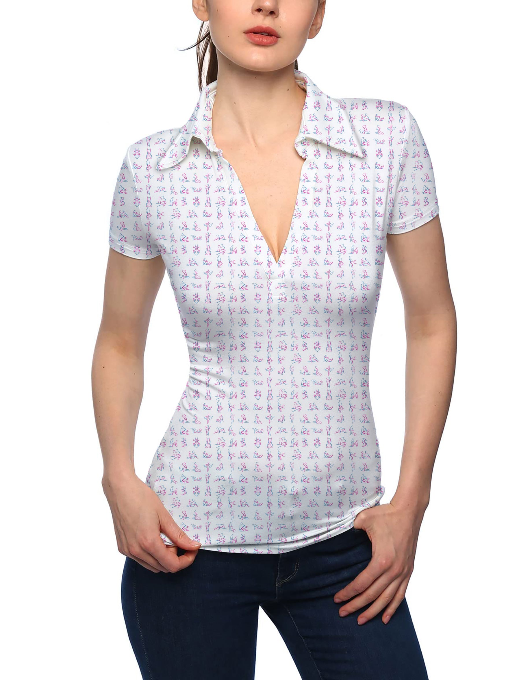 Women's Sex Quickie V Neck Golf Polo