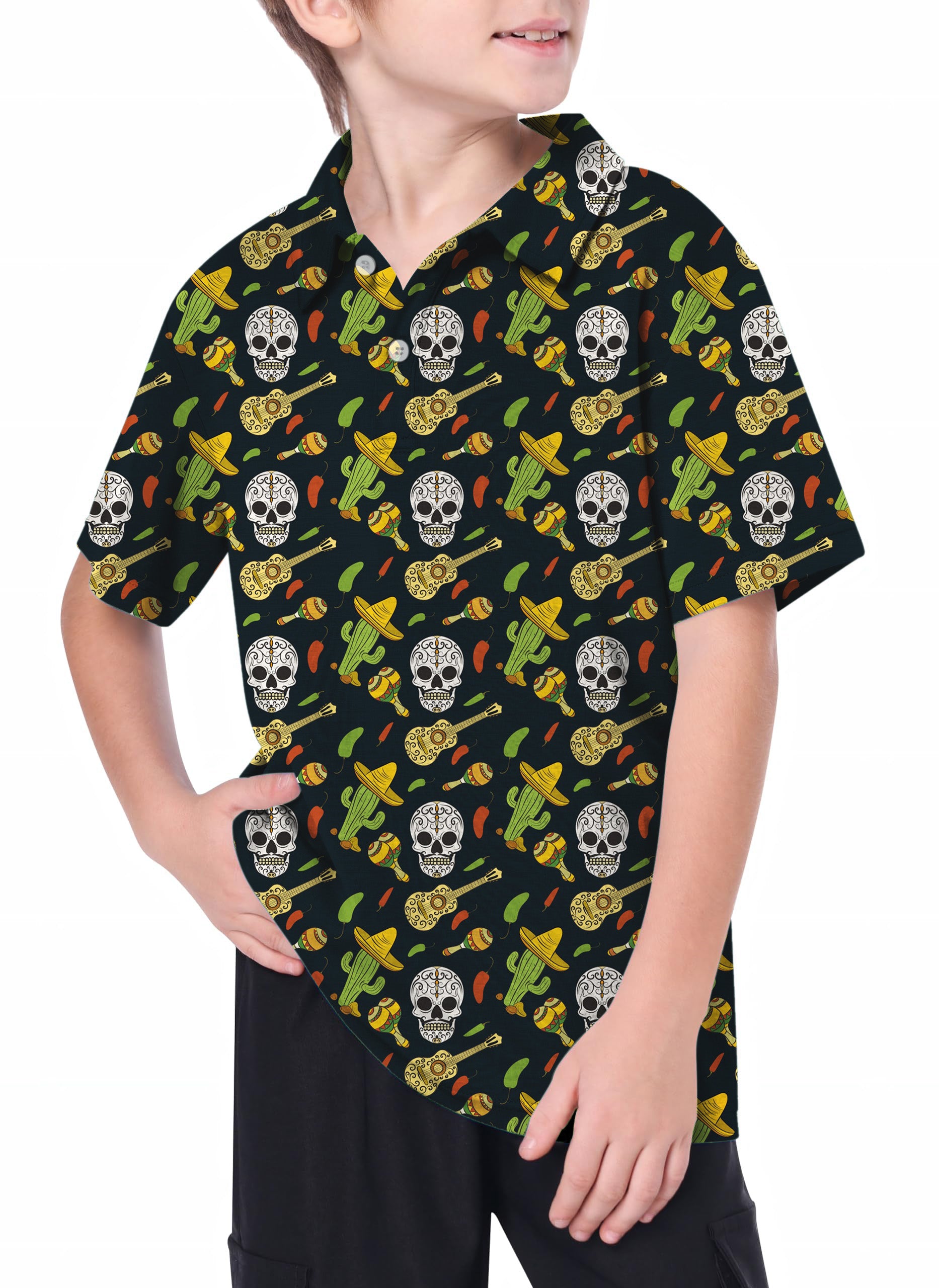 Youth Cactus and Skull Golf Polo