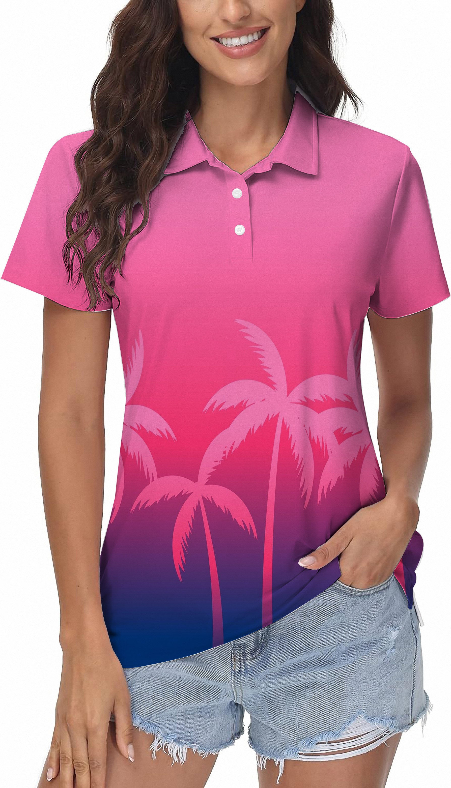 pink palm Women's Golf Polo