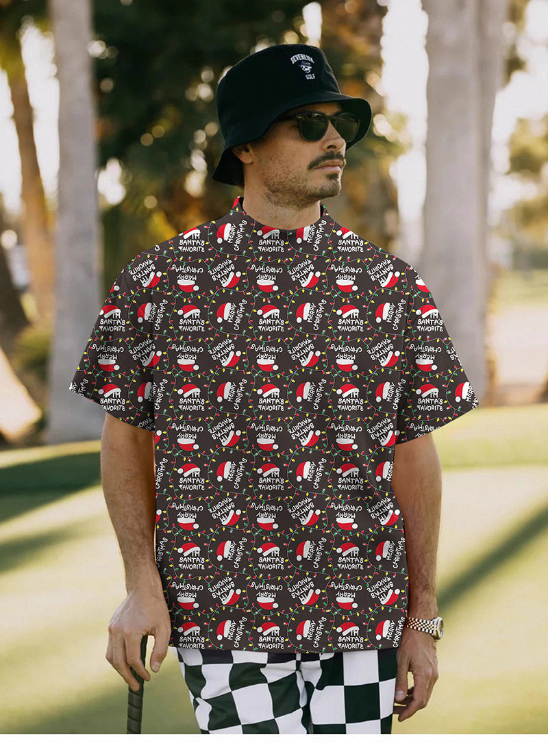 Men's Christmas hat black Pullover High neck Long/Short sleeve T-Shirt