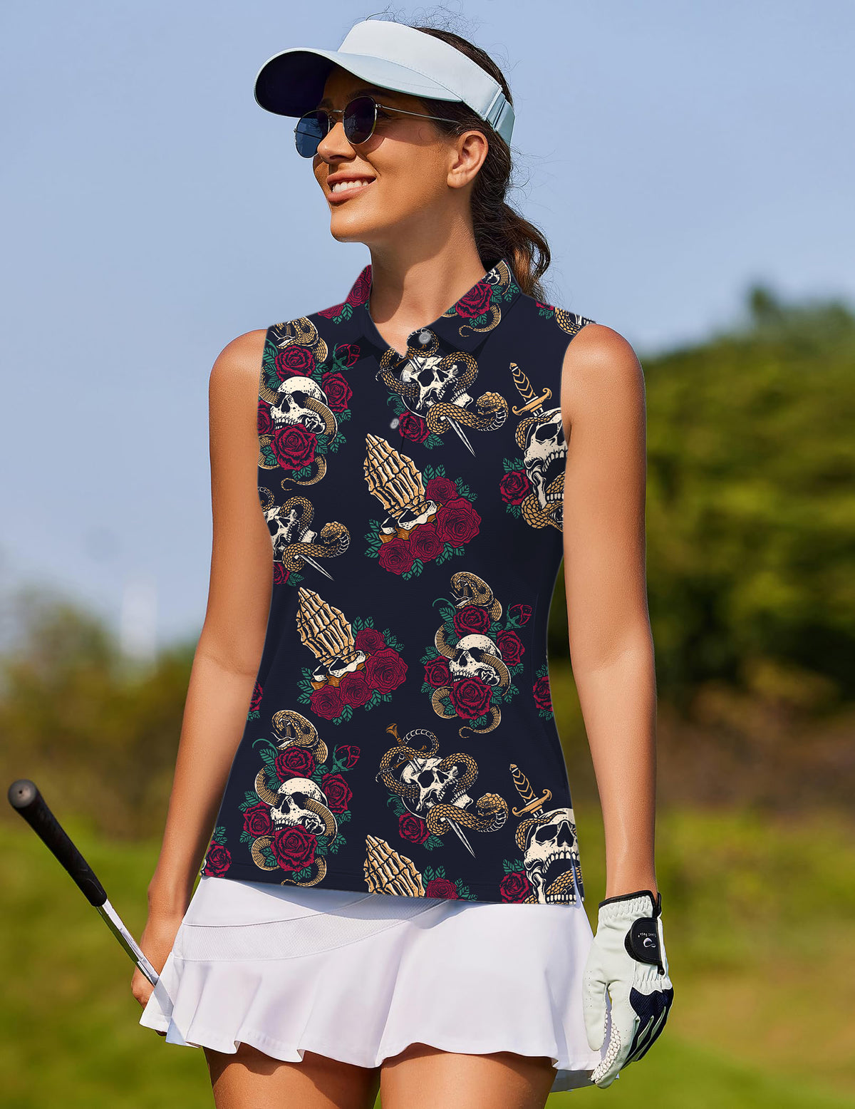 Halloween Snake Skeleton Women's golf Sleeveless shirt