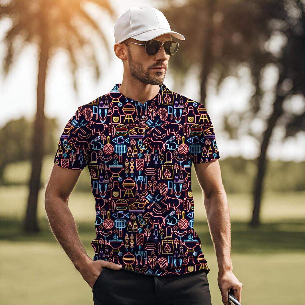 Men's Neon BBQ golf polo