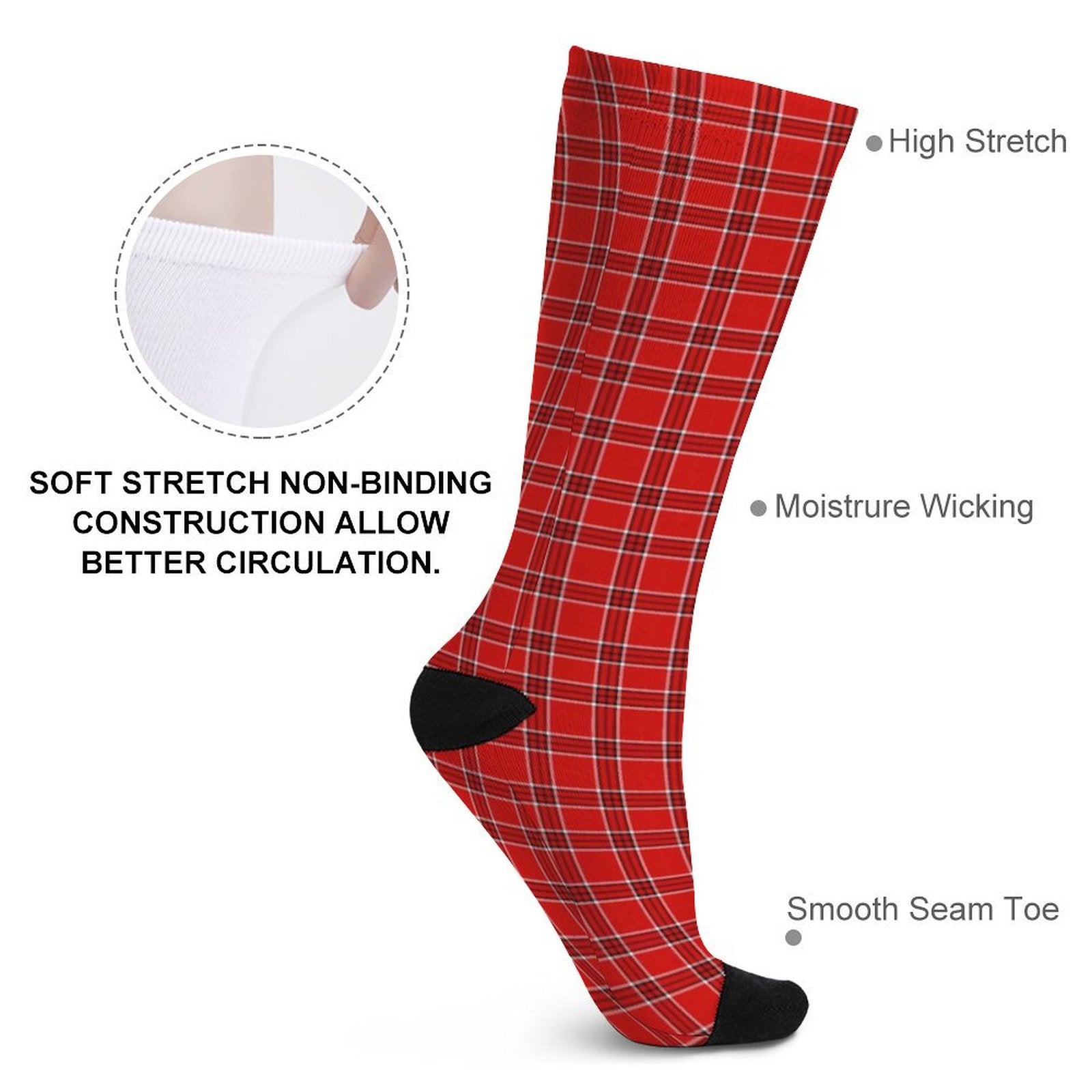 Red grid Prined socks Gifts for Men Women