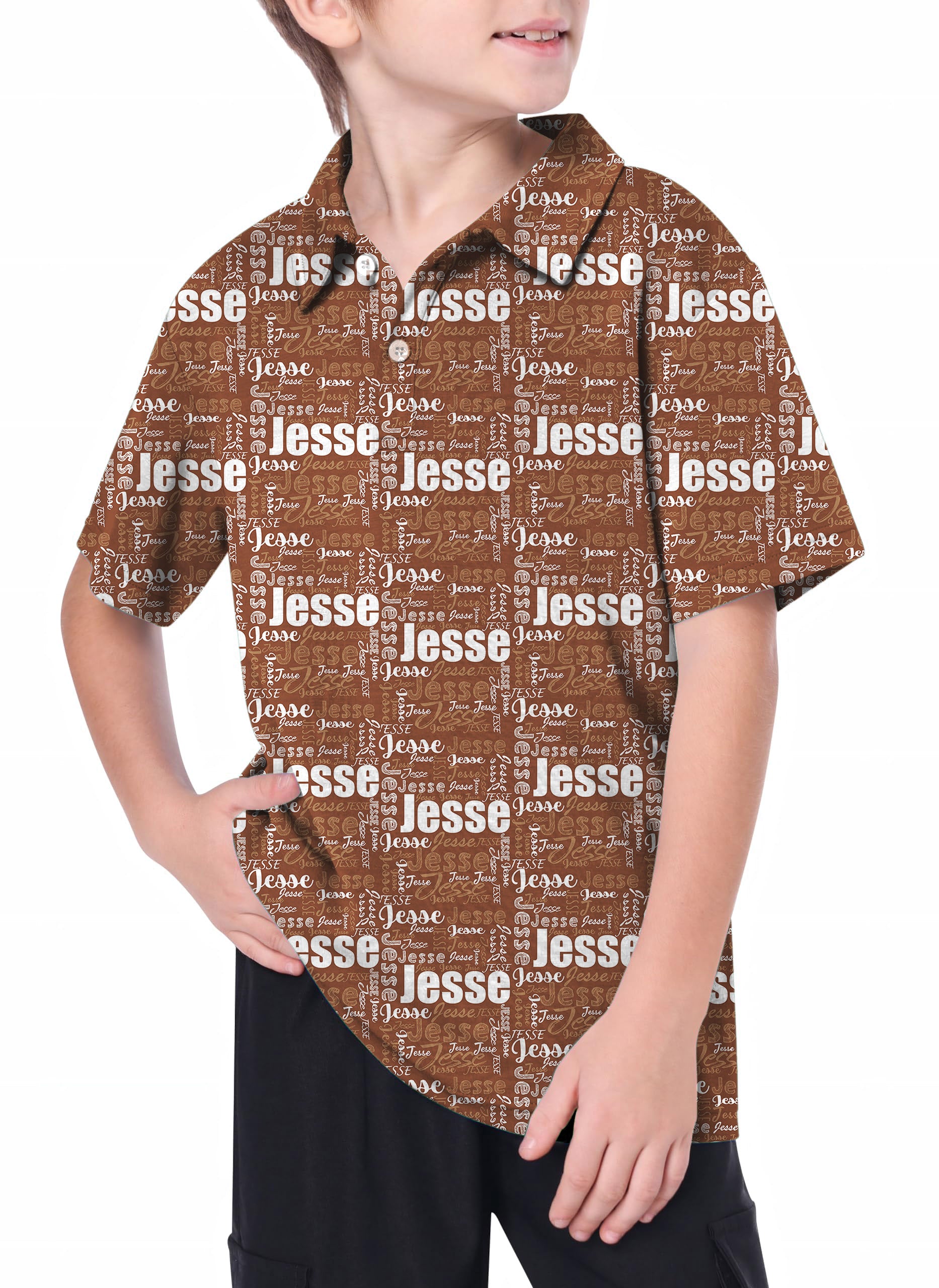 Youth Custom name brown Golf Polo