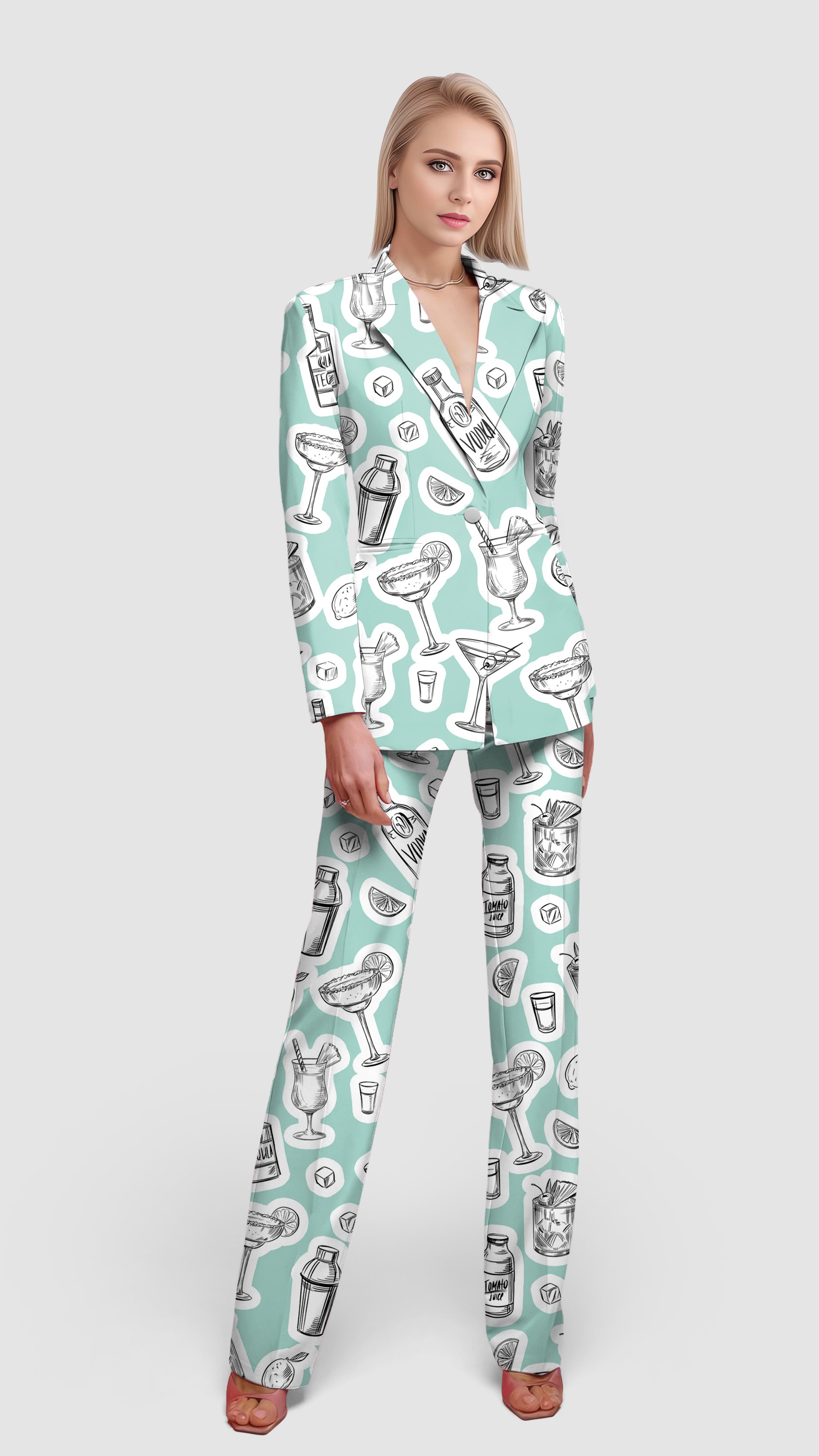 Set of alcohol cocktails-Women's Blazer Casual Work Office Blazer Suit set