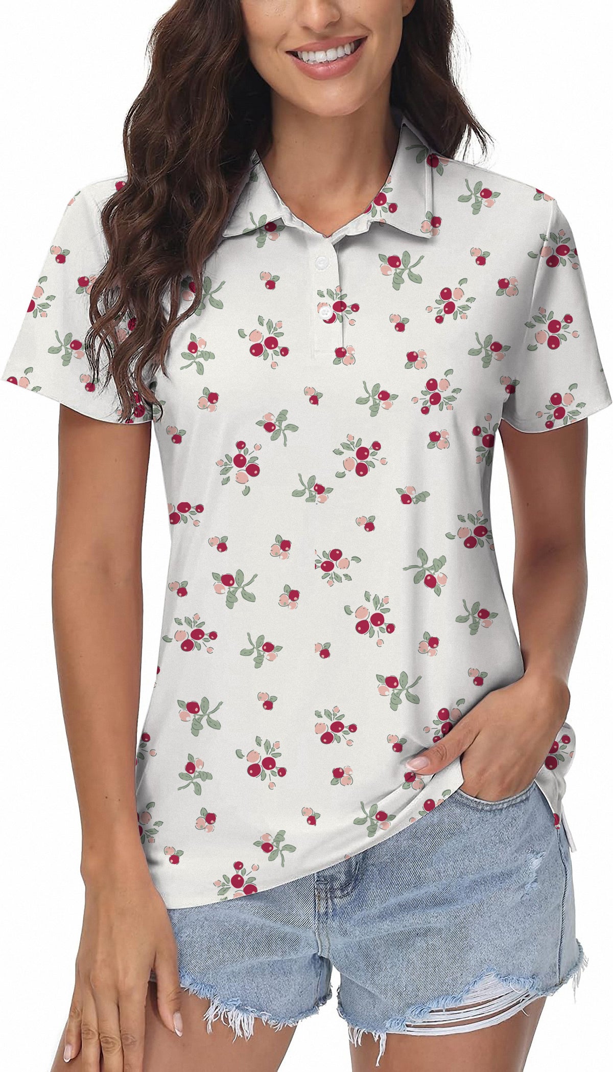 Christmas holly berries Women's Golf Polo
