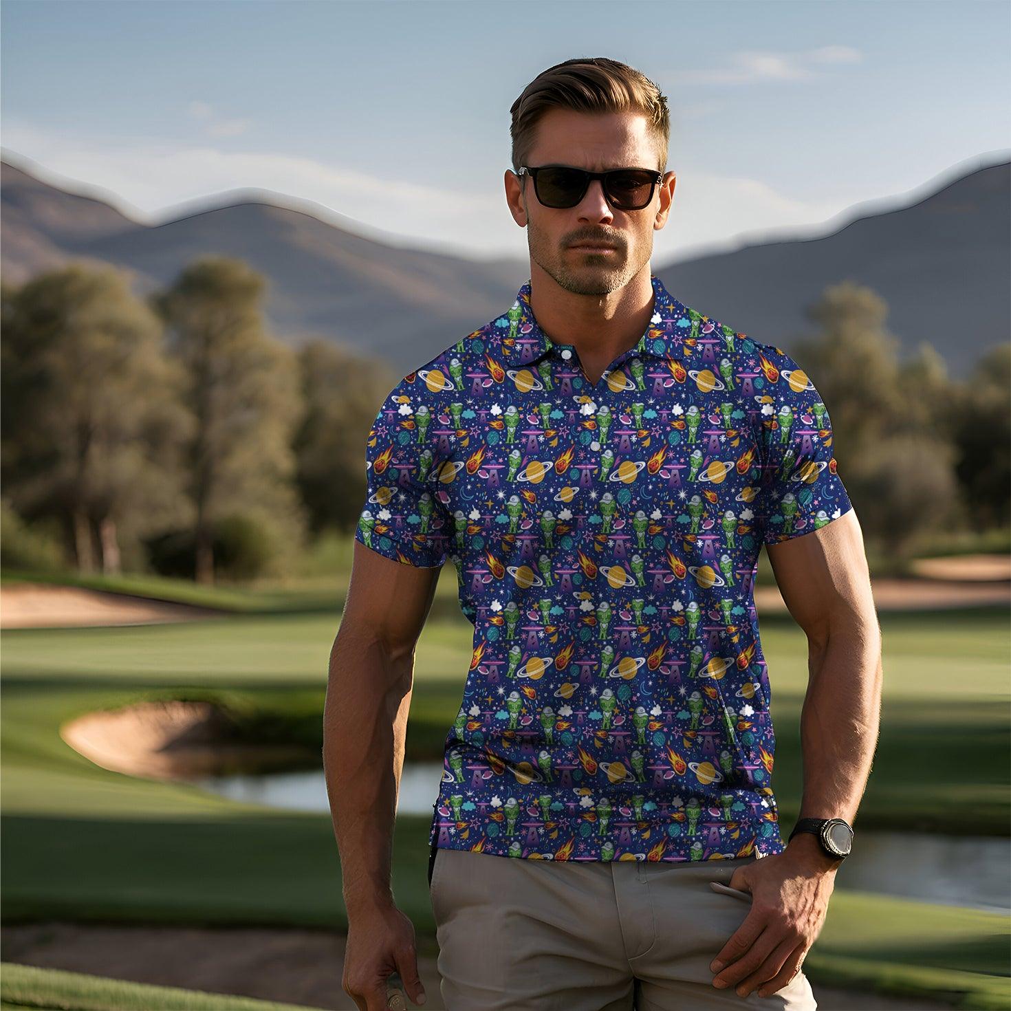 Men's alien and star golf polo