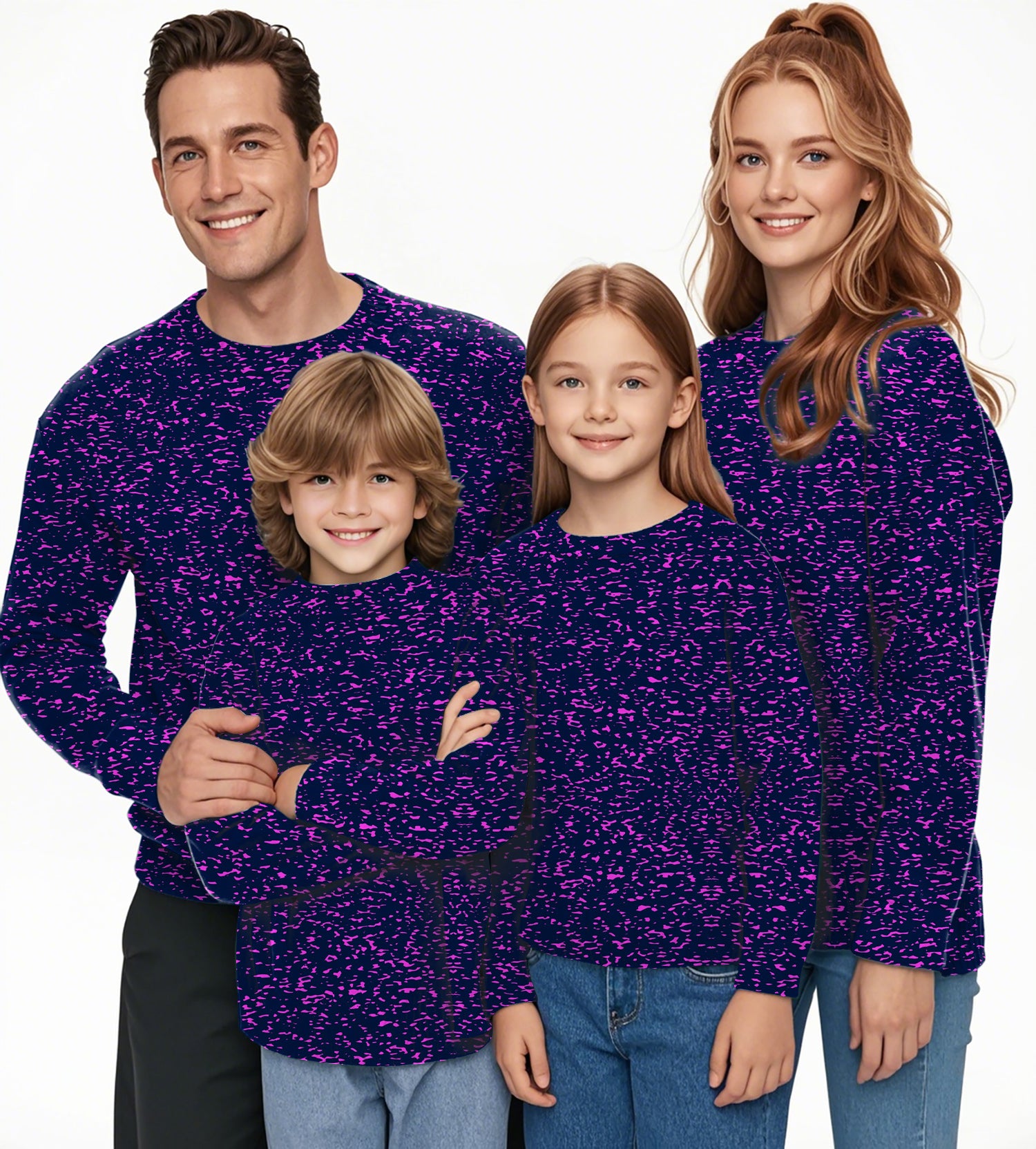 Purple spots Crewneck Pullover Ugly Sweater Men Women boy girl family