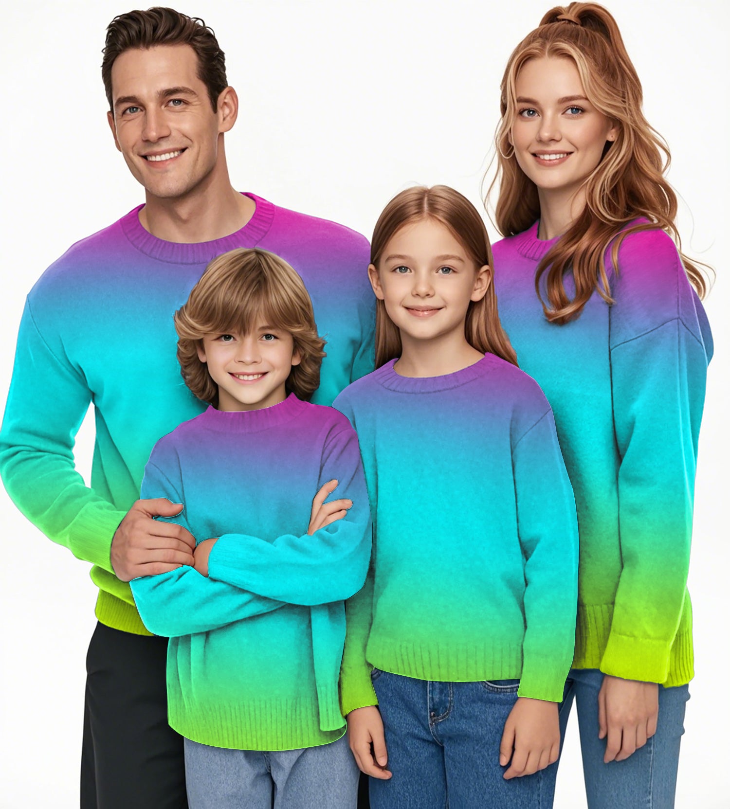 Neon Gradients Crewneck Pullover Ugly Sweater Men Women boy girl family