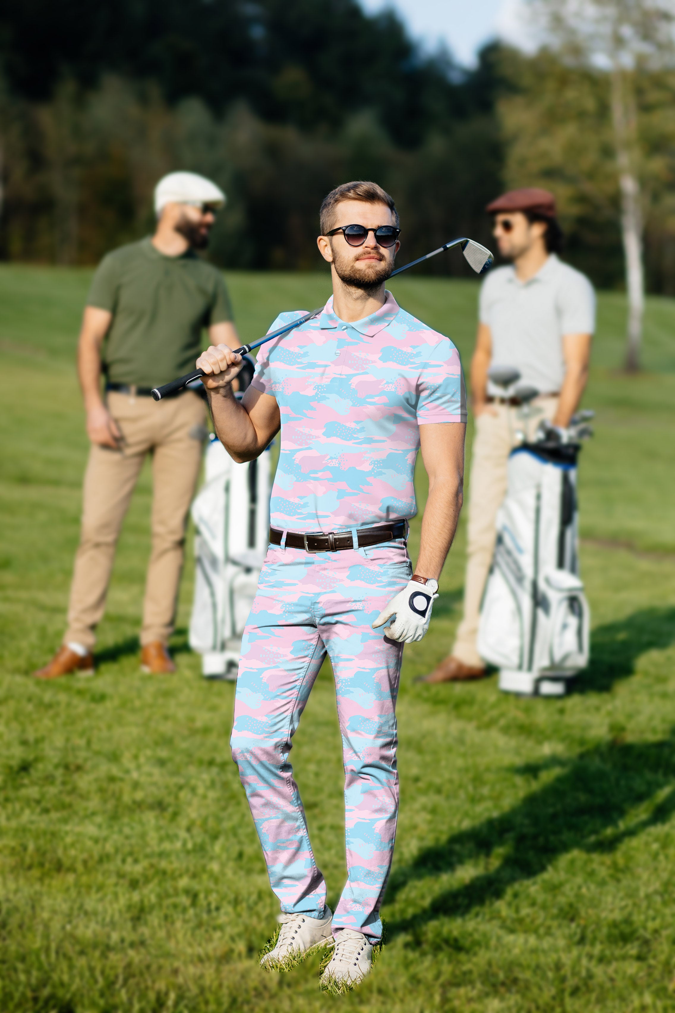 Men's Golf Set Polo+Pants Pastel Camo