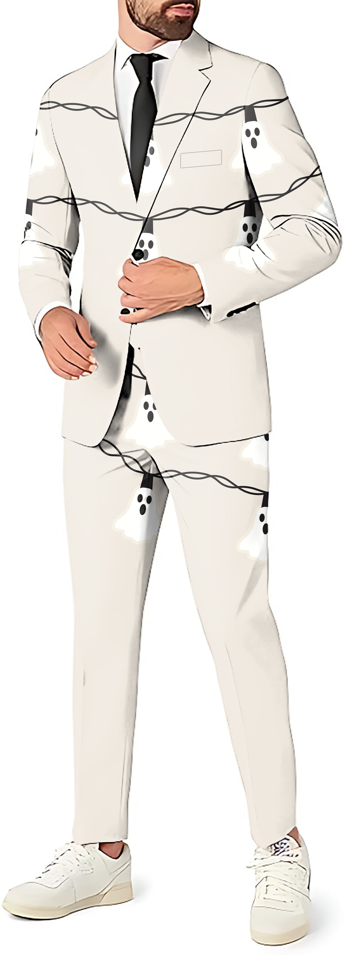Halloween Ghost Light Men's Party Costumes-Theme Party 2 or 3pcs Suit set-Blazer Pants & Vest