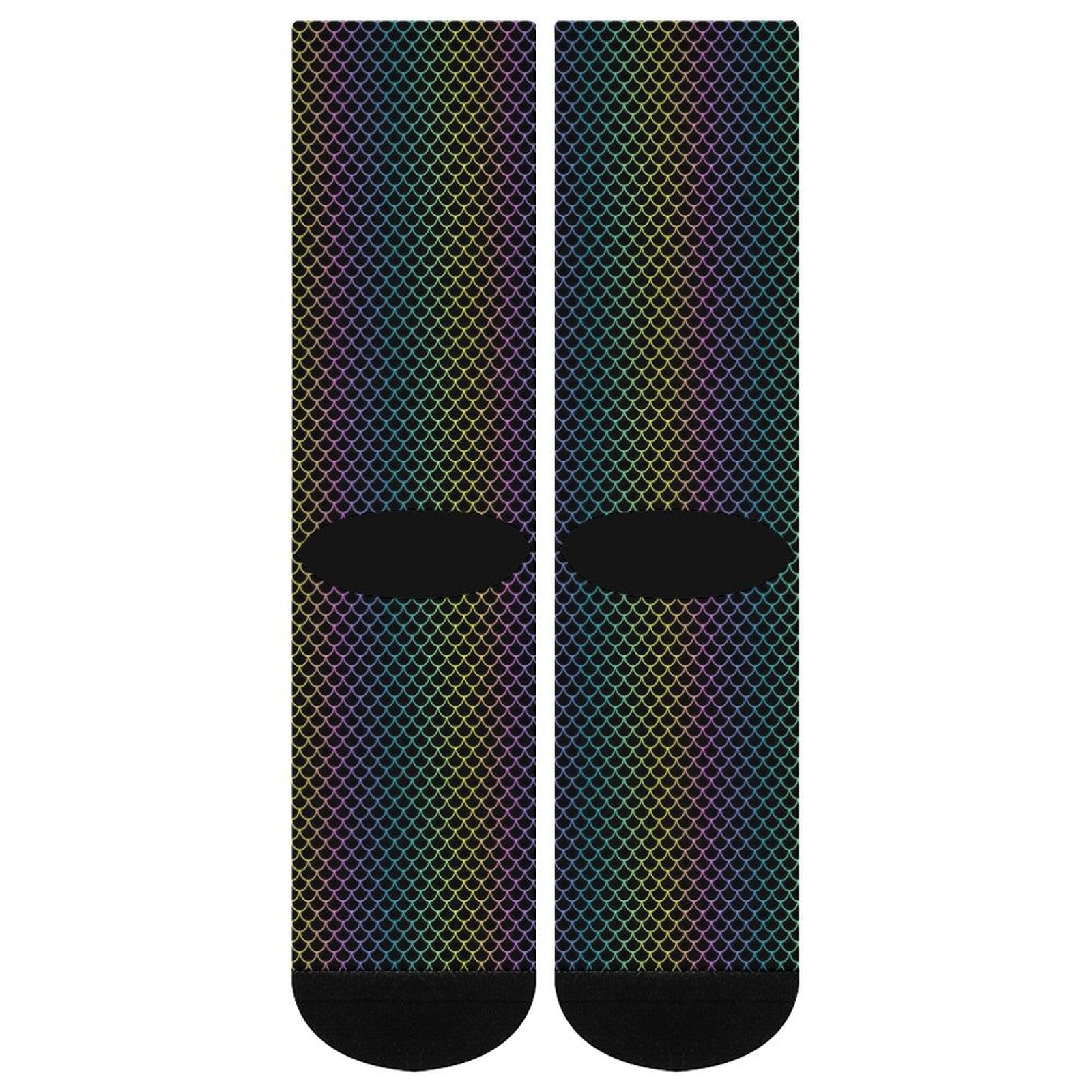 Fish scale gradient color Prined socks Gifts for Men Women