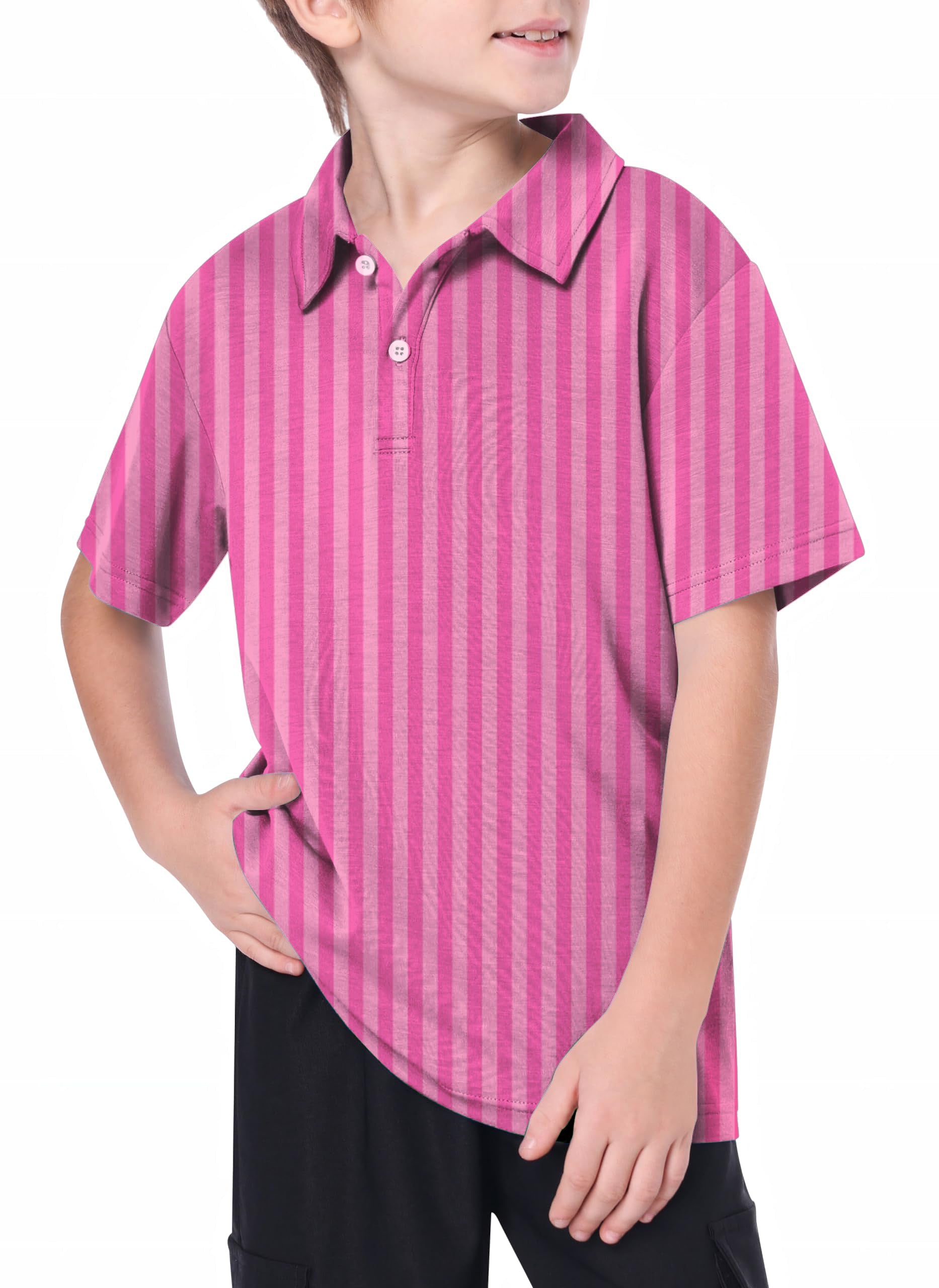 Youth Pink Stripe Golf Polo