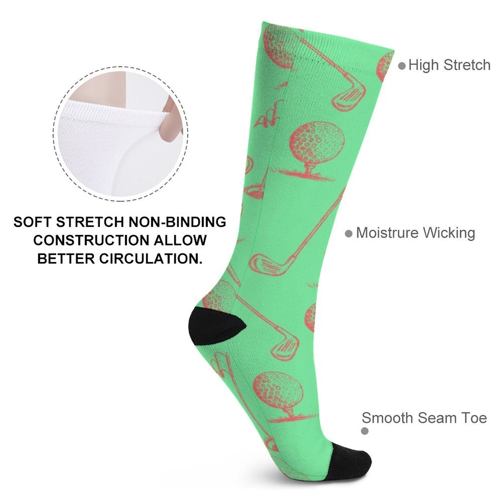 Green Golf Club Prined socks Gifts for Men Women