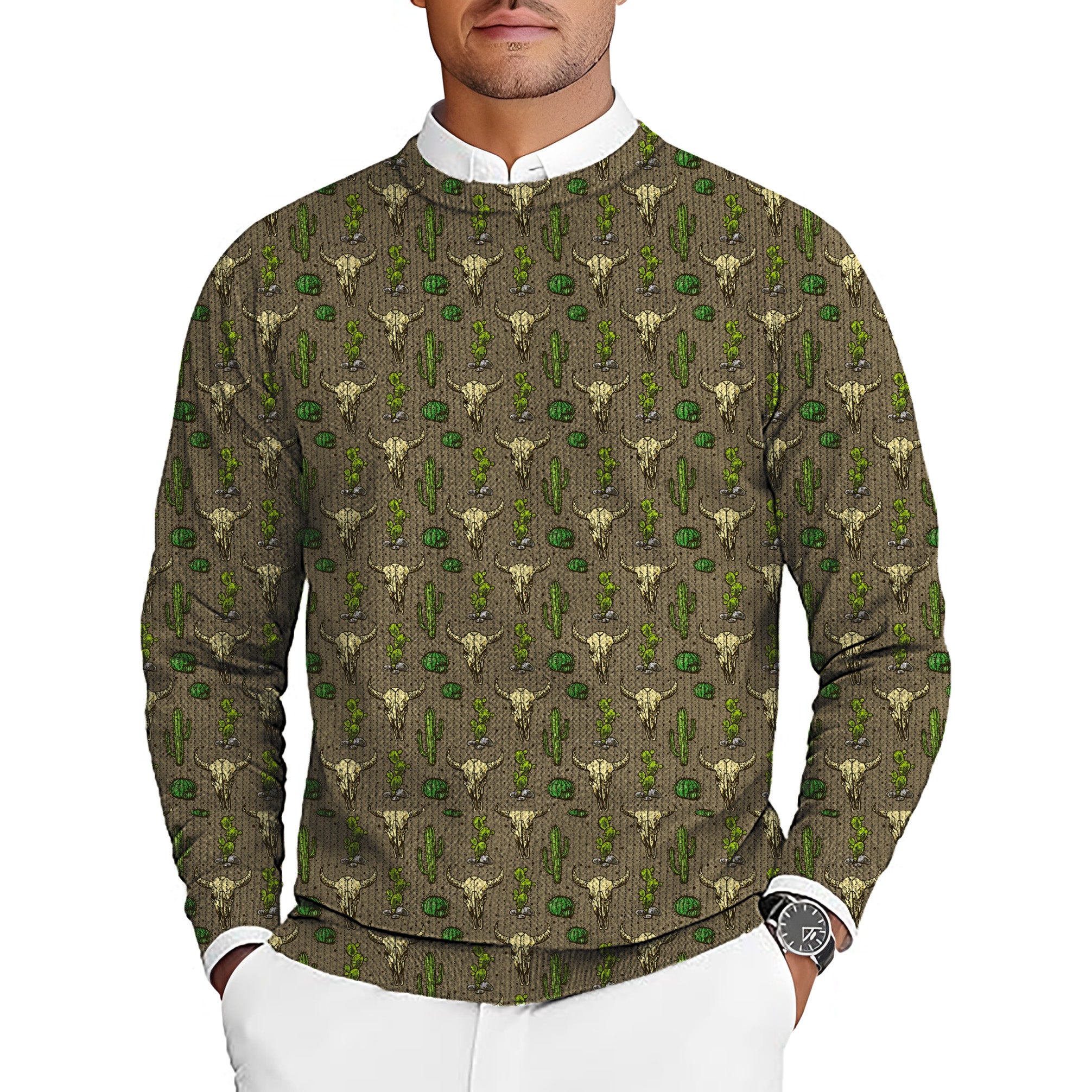 deep in the dessert Men's Golf Crewneck Pullover Sweaters Ugly Sweater