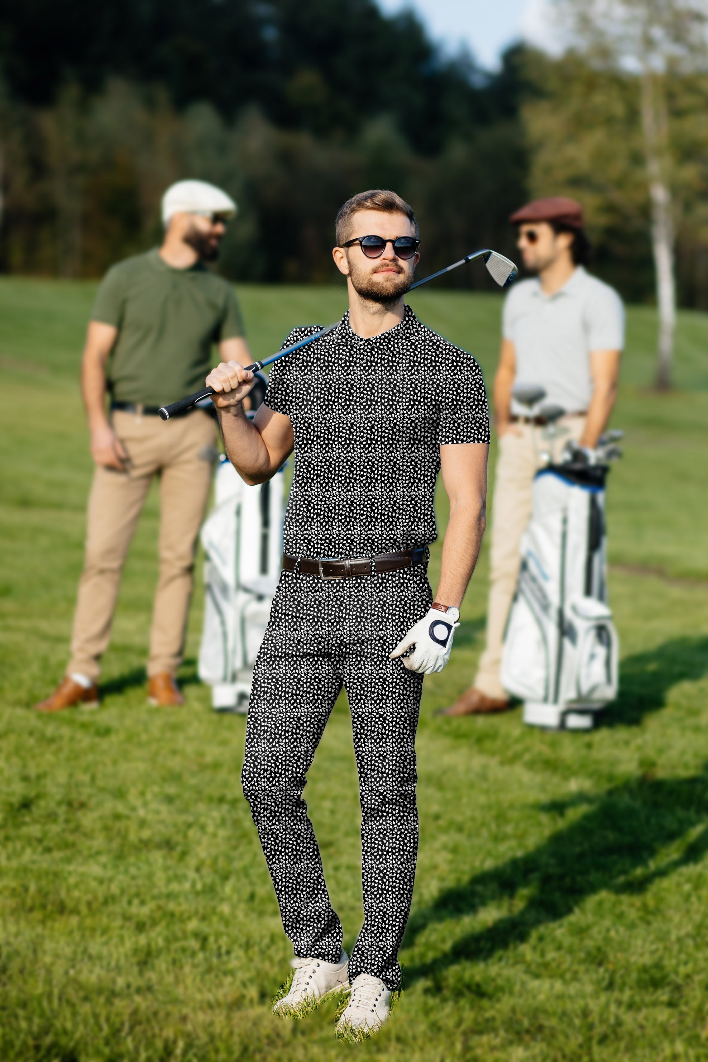 Men's Golf Set Polo+Pants Middle Finger