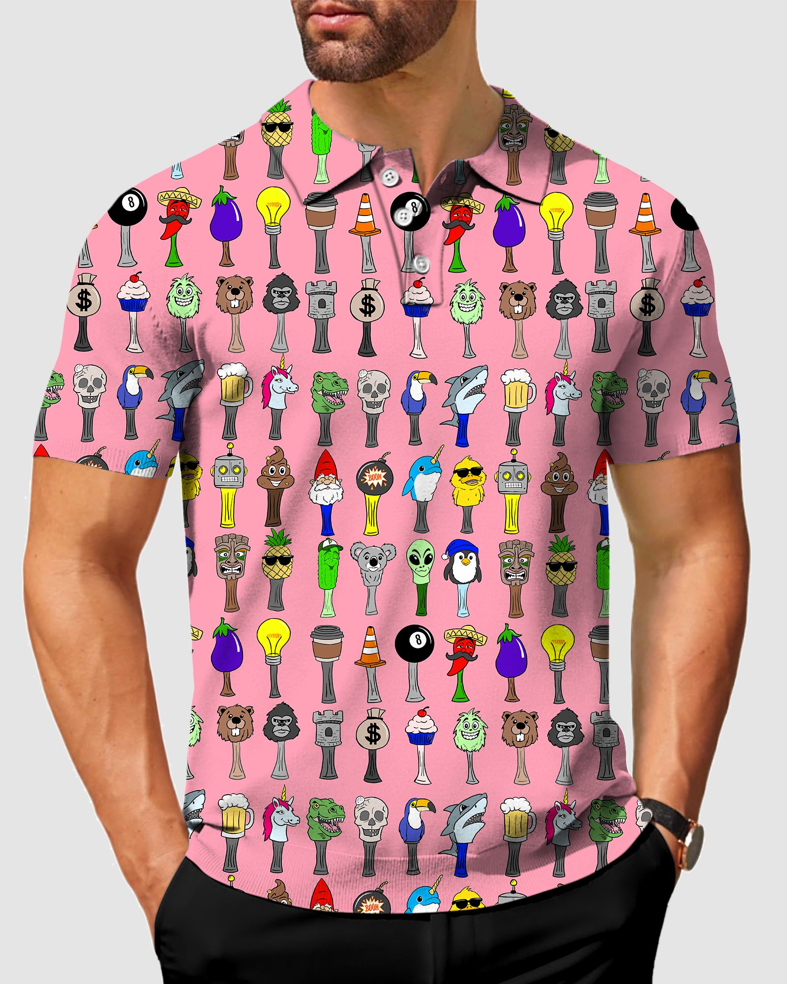 Men's Headcover pink Designer style Sam’s Weird Studio Polo Sam’s Weird Studio