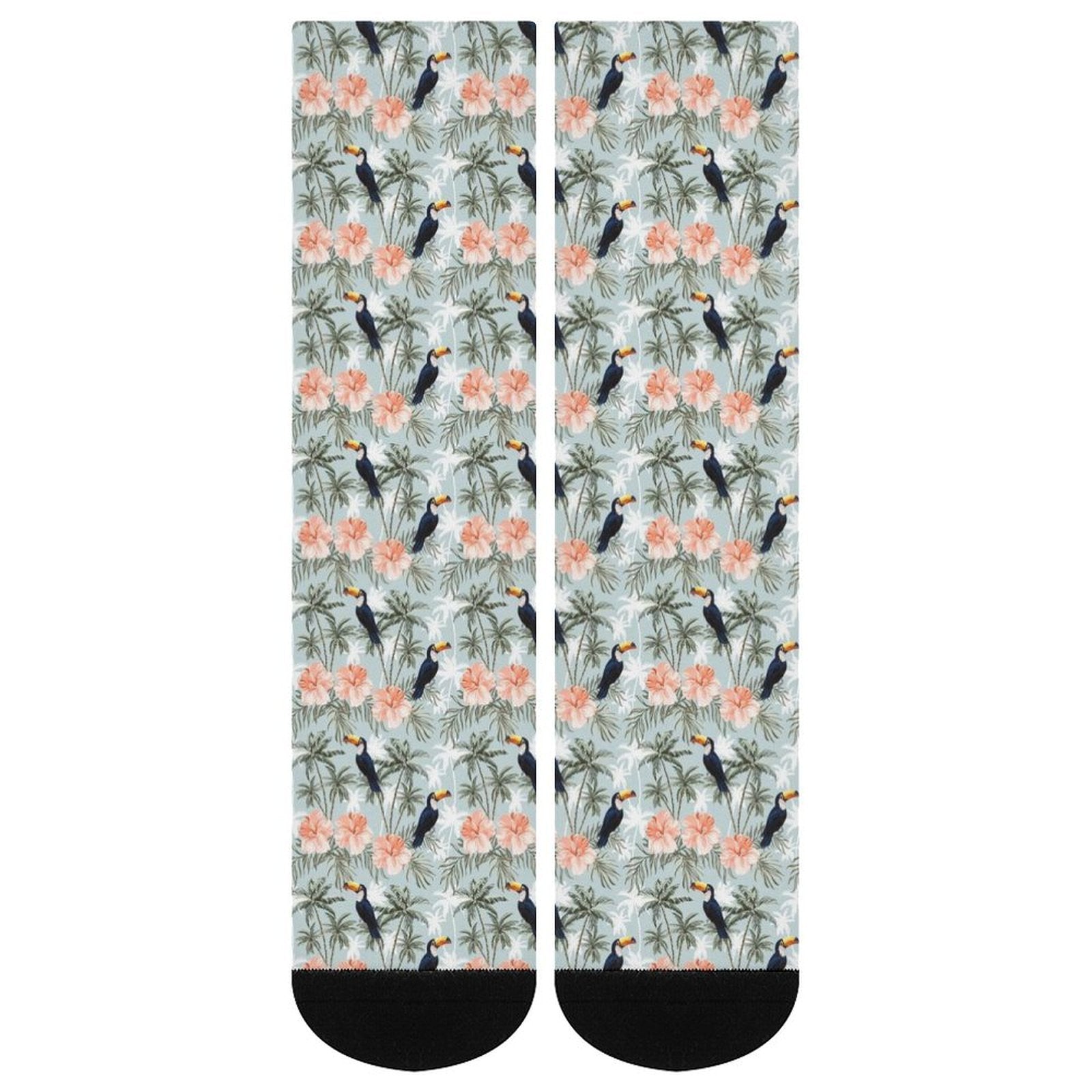 Toucan tropical flower Prined socks Gifts for Men Women