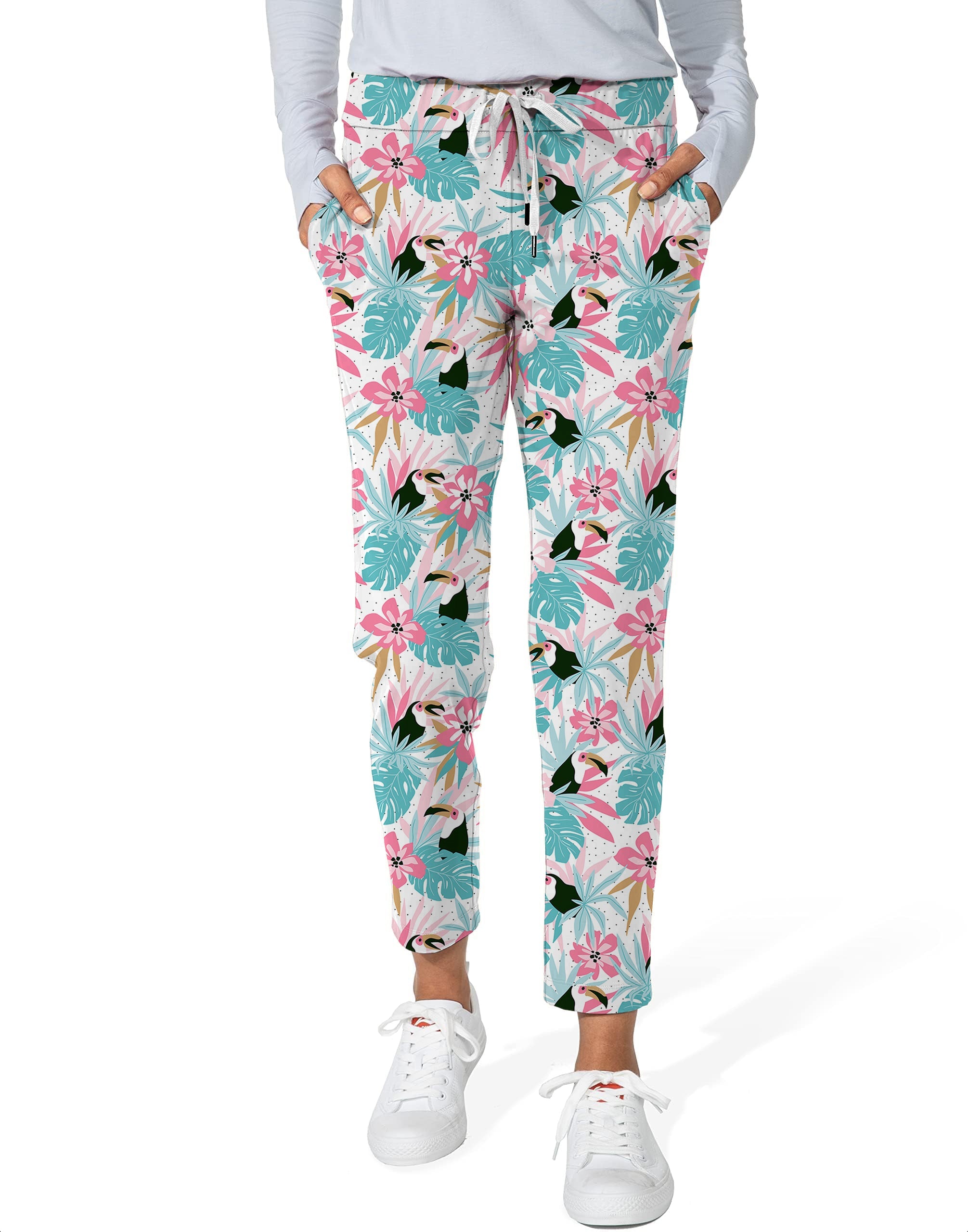Floral Toucan-Women's 7/8 Stretch Ankle Golf Pants