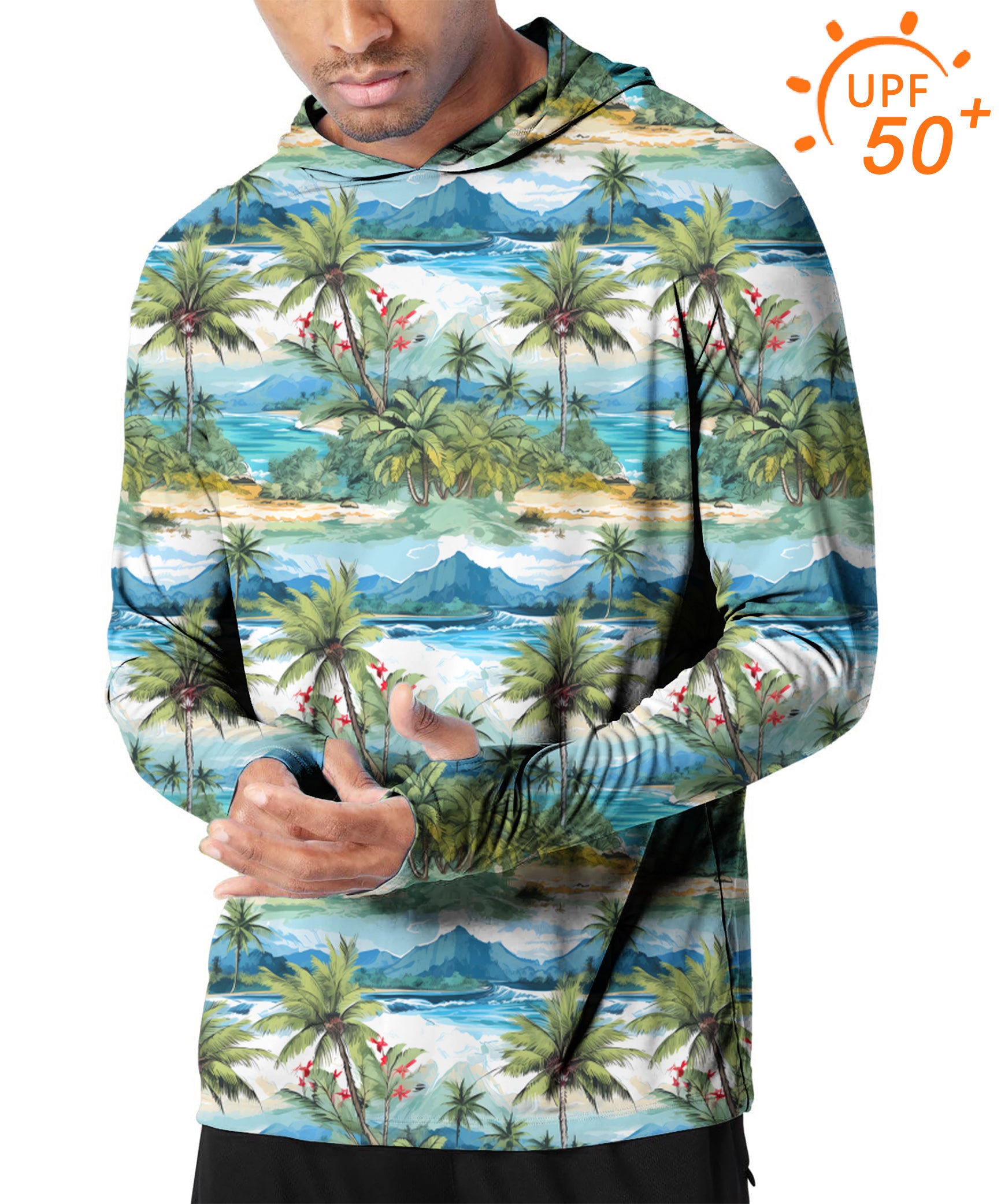 Men's Outdoor Hawaii palm tree Golf Sun Protection Slim Fit  hoodies