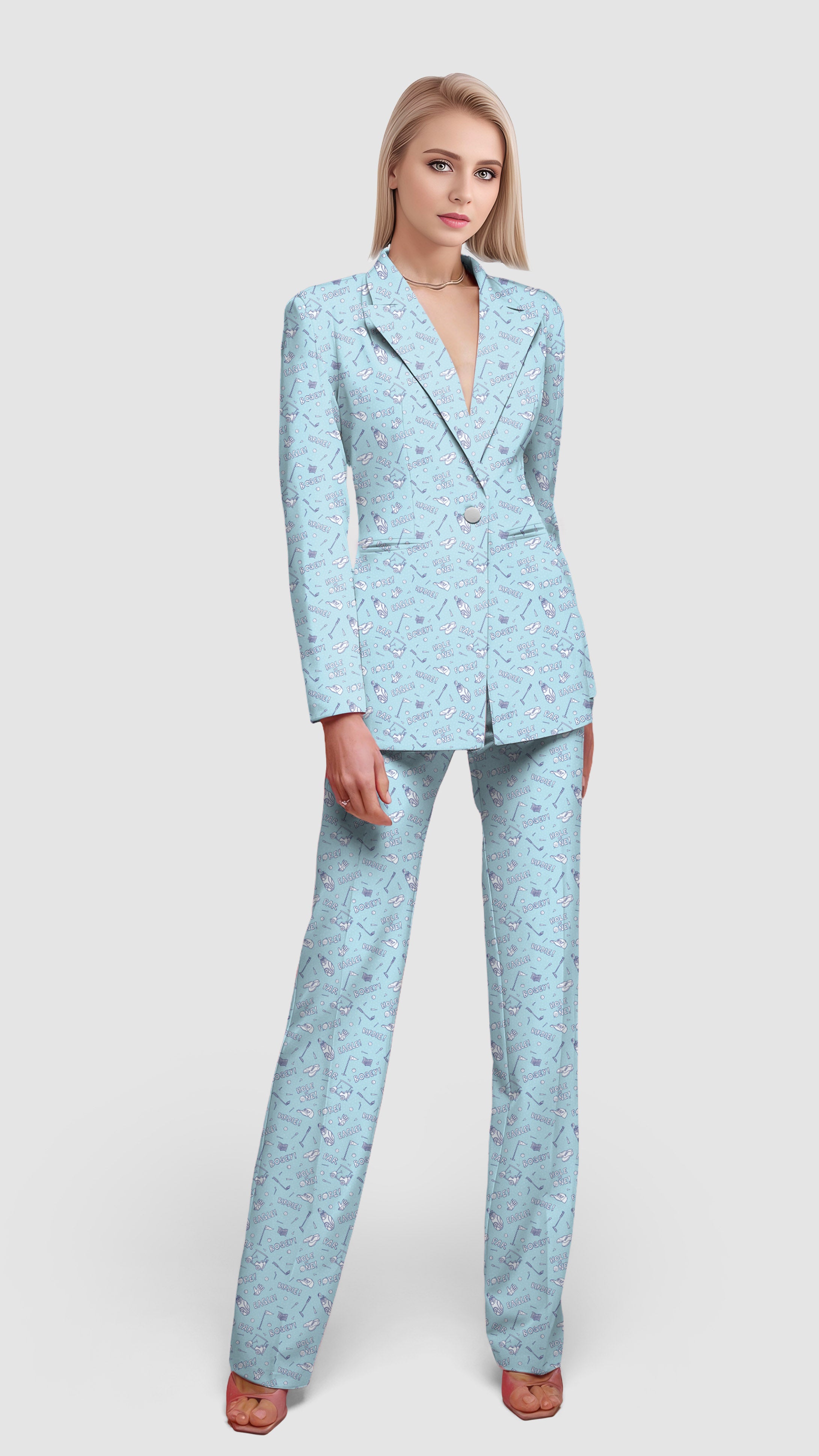 Golf doodle-Women's Blazer Casual Work Office Blazer Suit set