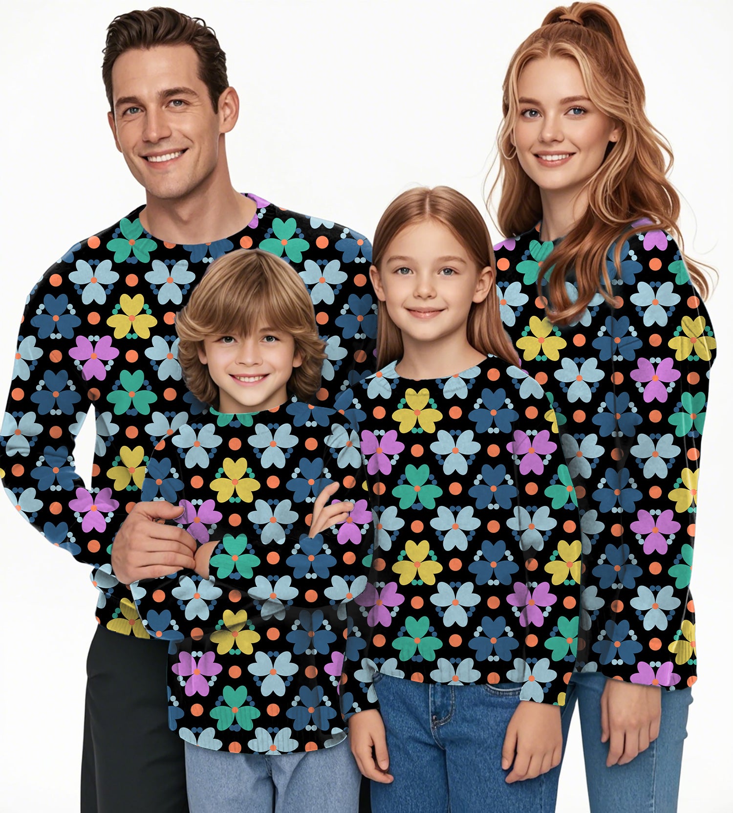 Modern Flowers Crewneck Pullover Ugly Sweater Men Women boy girl family