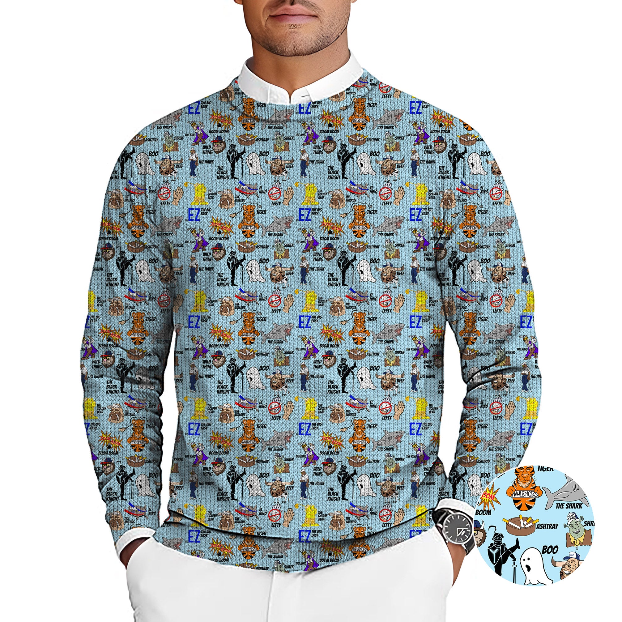 Professional Nicknames Big EZ Men's Golf Crewneck Pullover Sweaters Ugly Sweater