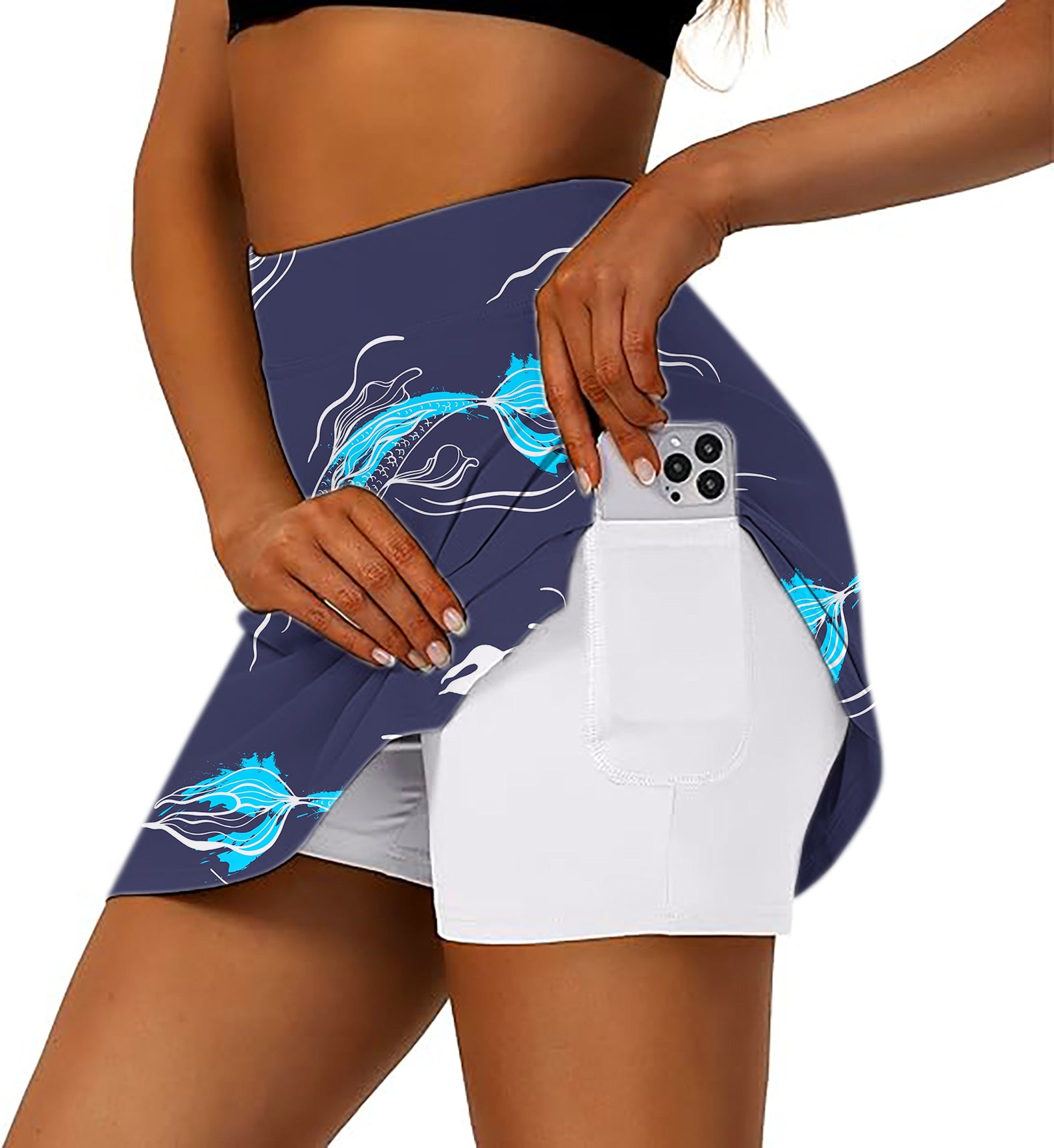 Diamond Accents Fish Women's Athletic Golf Skorts Flared Skirts