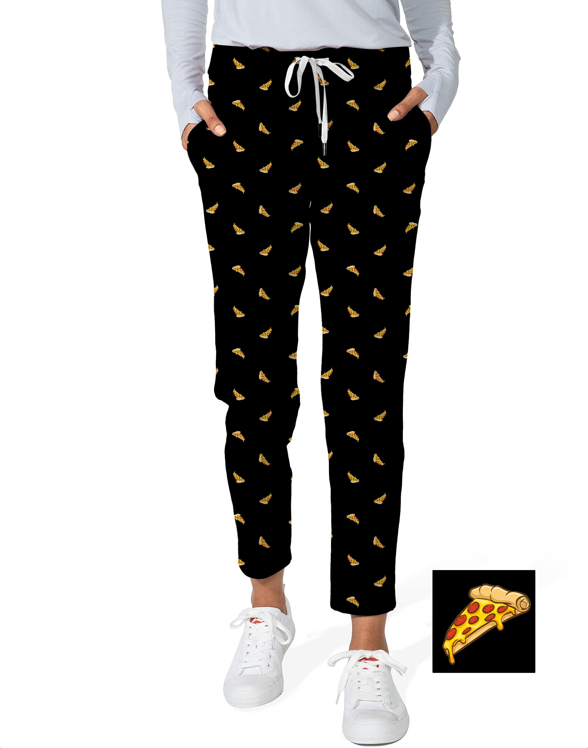 Delicious White Pizza Custom The Background Color Women's 7/8 Stretch Ankle Golf Pants