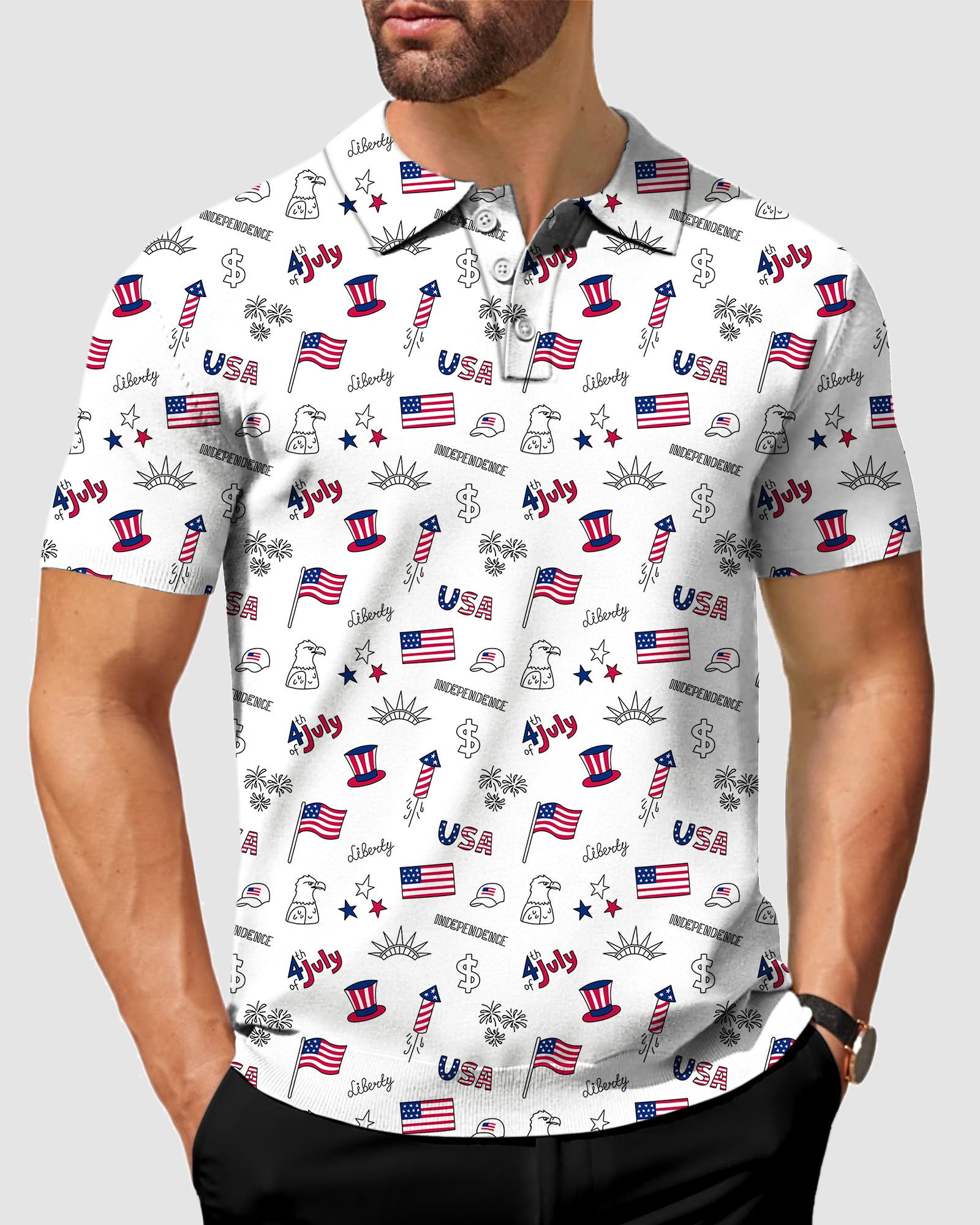 Men's American flag Golf Polo