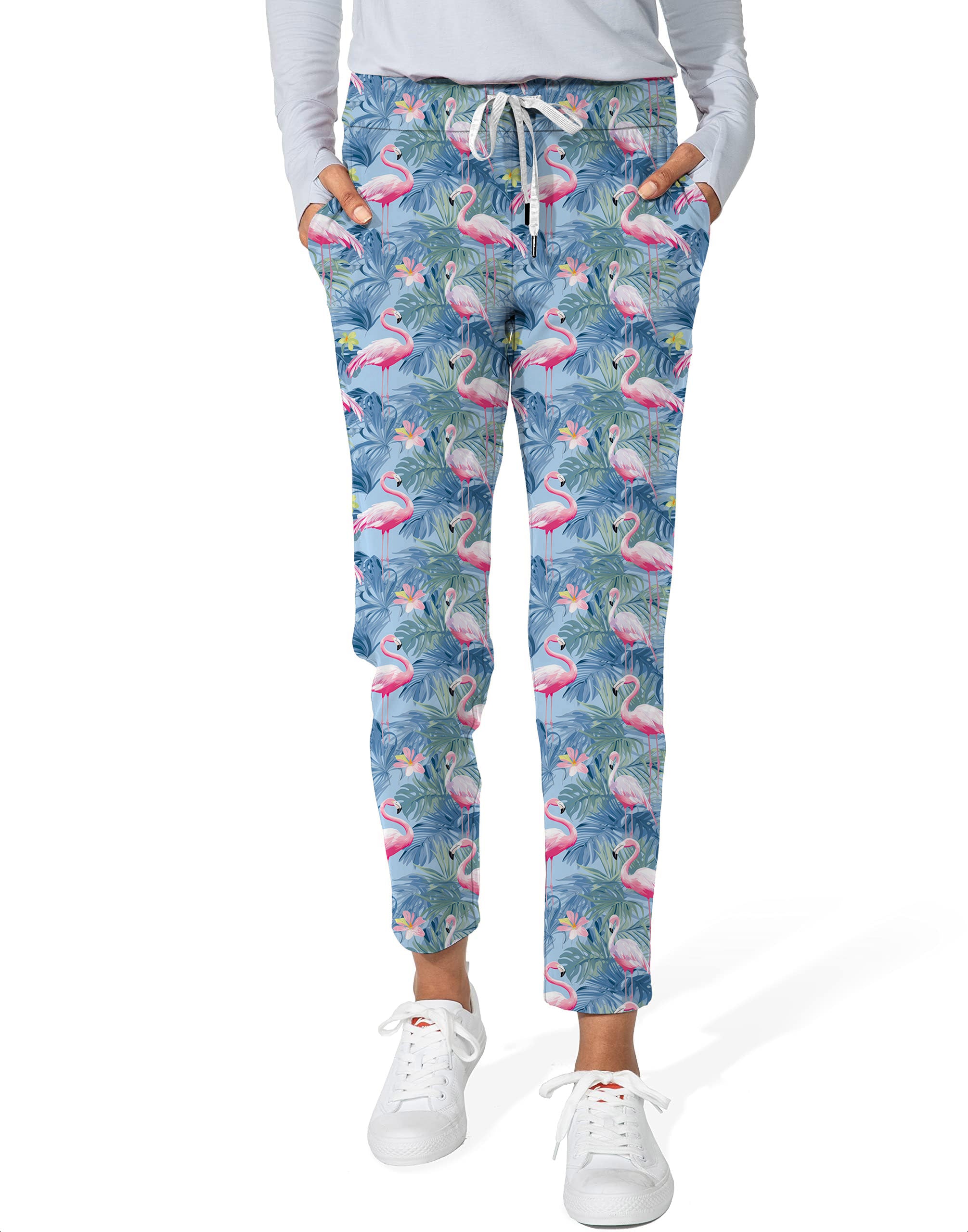 Tropical birds pink flamingo-Women's 7/8 Stretch Ankle Golf Pants