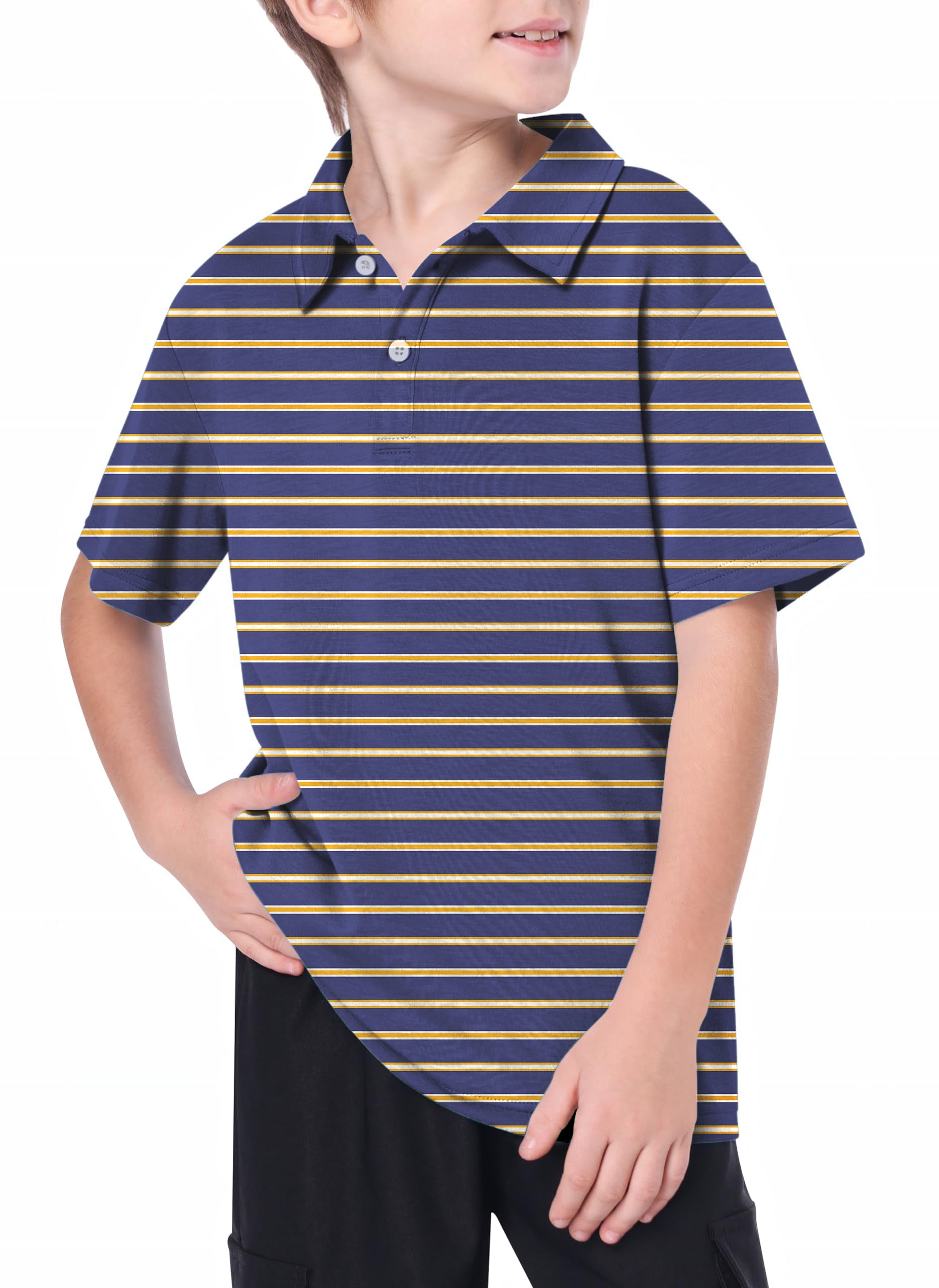 Youth Navy blue and orange stripes Golf Polo limited edition