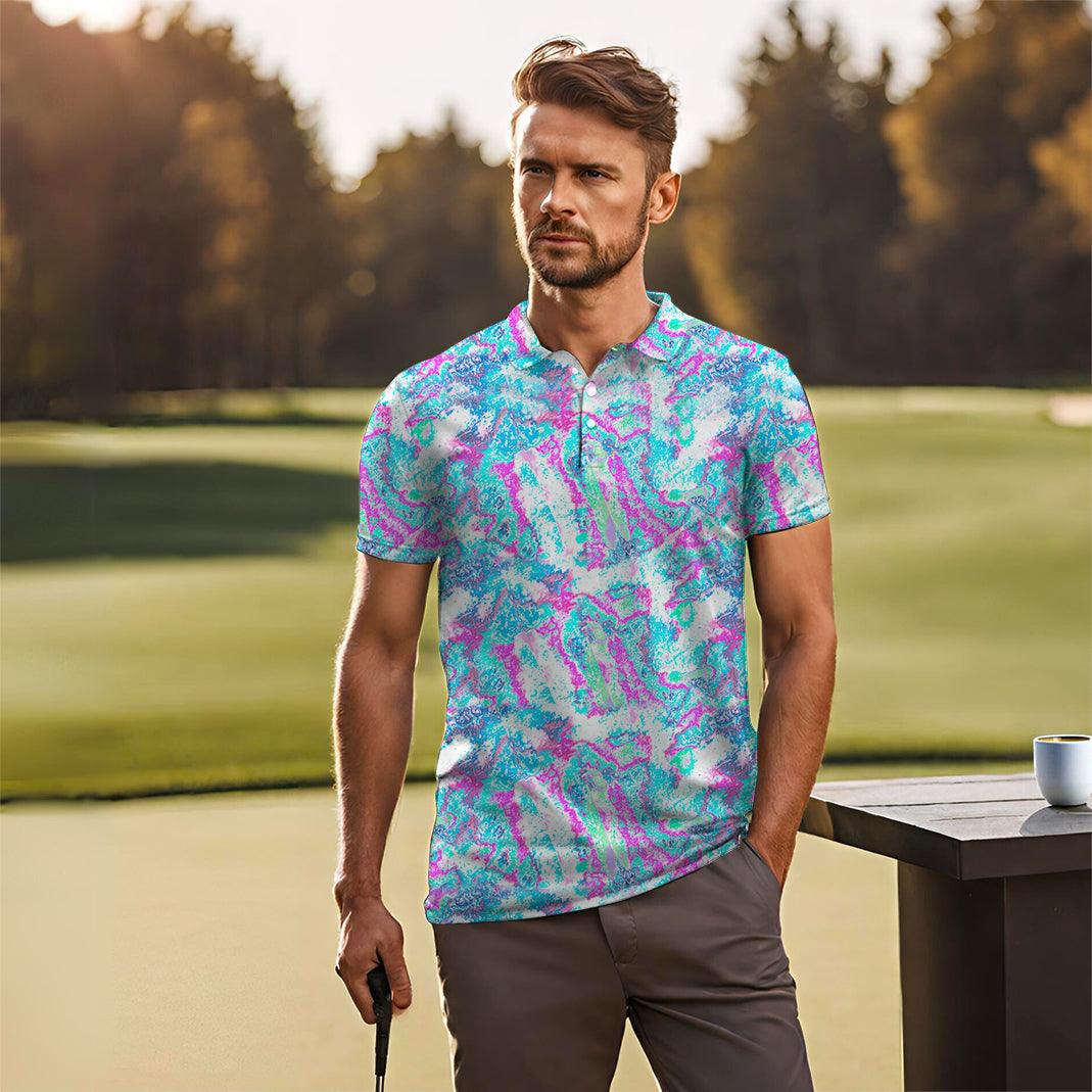 Men's vintage fractal golf polo