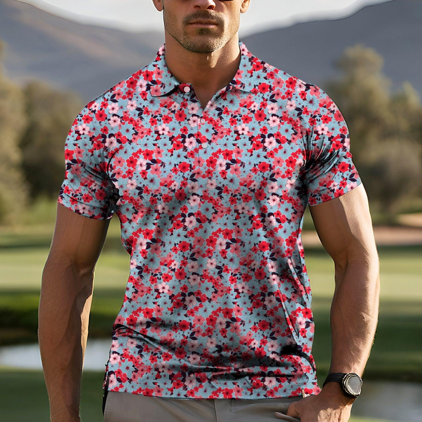 Men's Tropical flowers golf polo