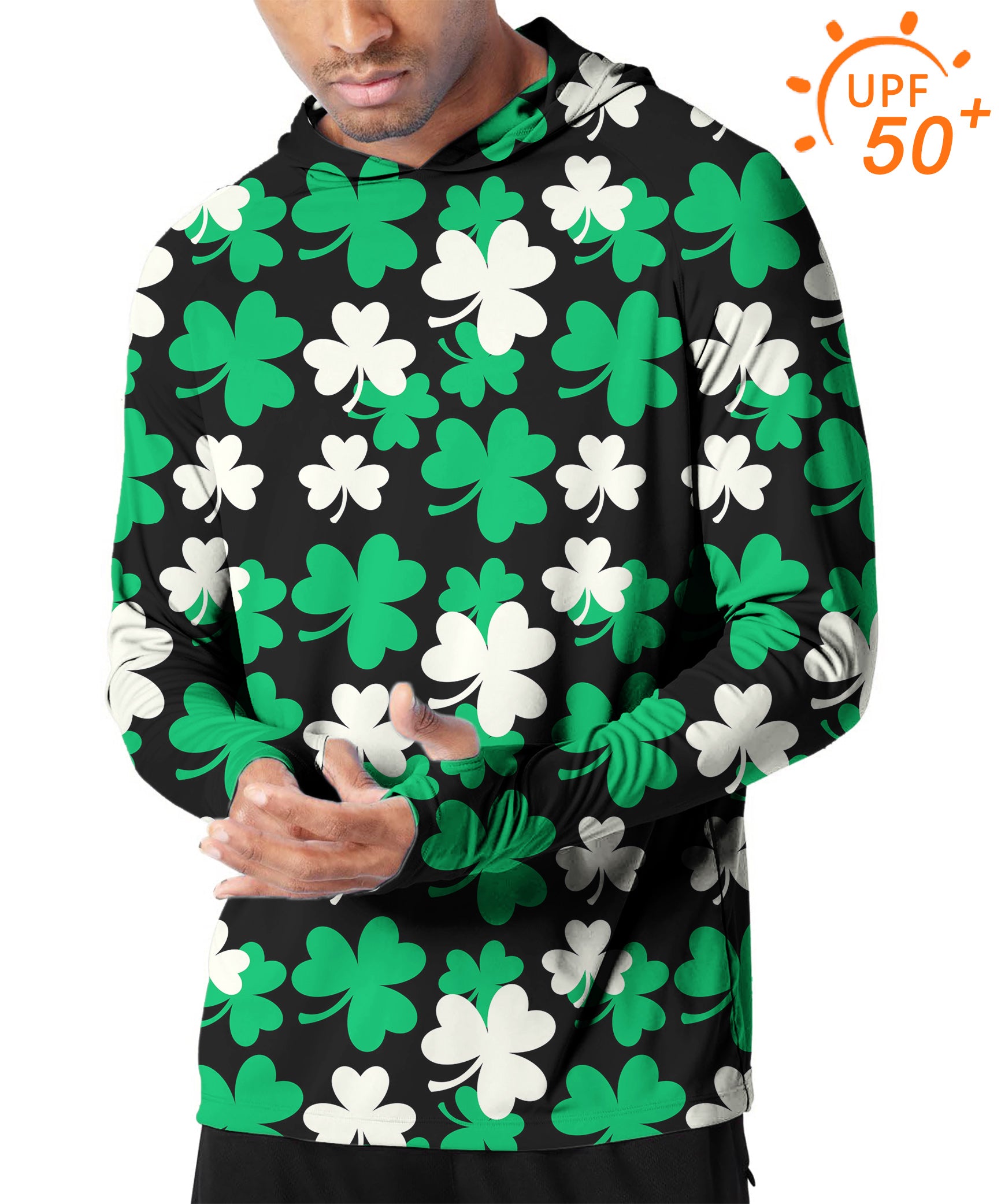 Men's Outdoor Leaf clover St. Patrick's Day Golf Sun Protection Slim Fit  hoodies