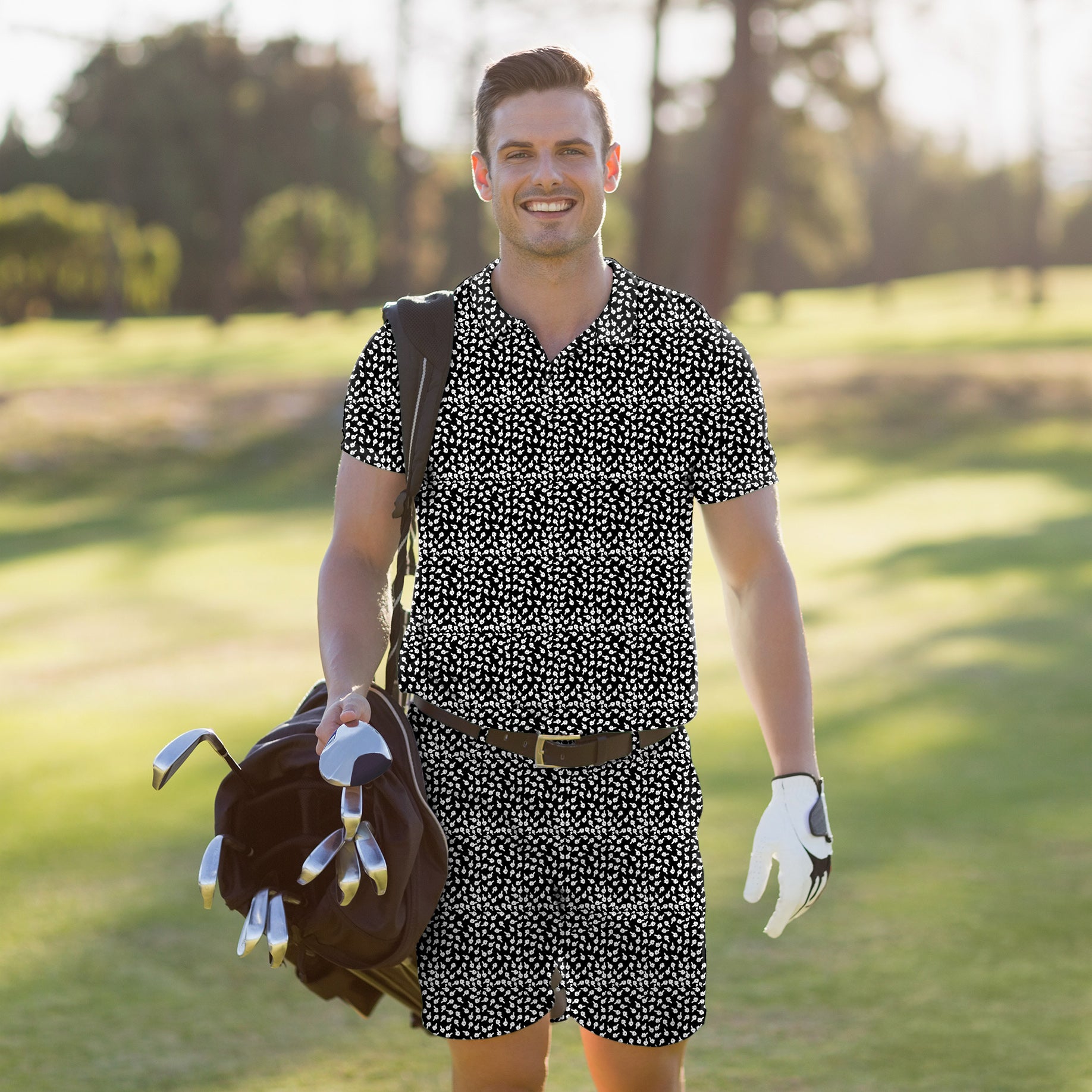 Men's Golf Set Polo+Shorts Middle Finger