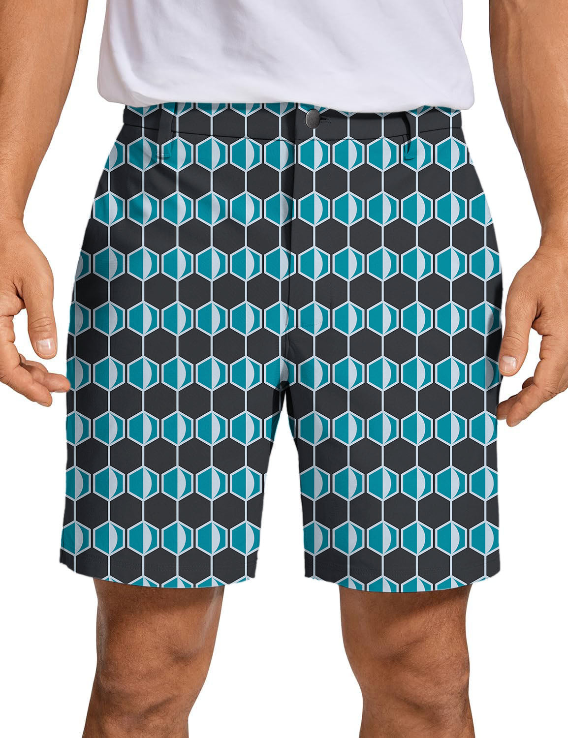 Men navy blue Hexagon Golf Shorts limited edition