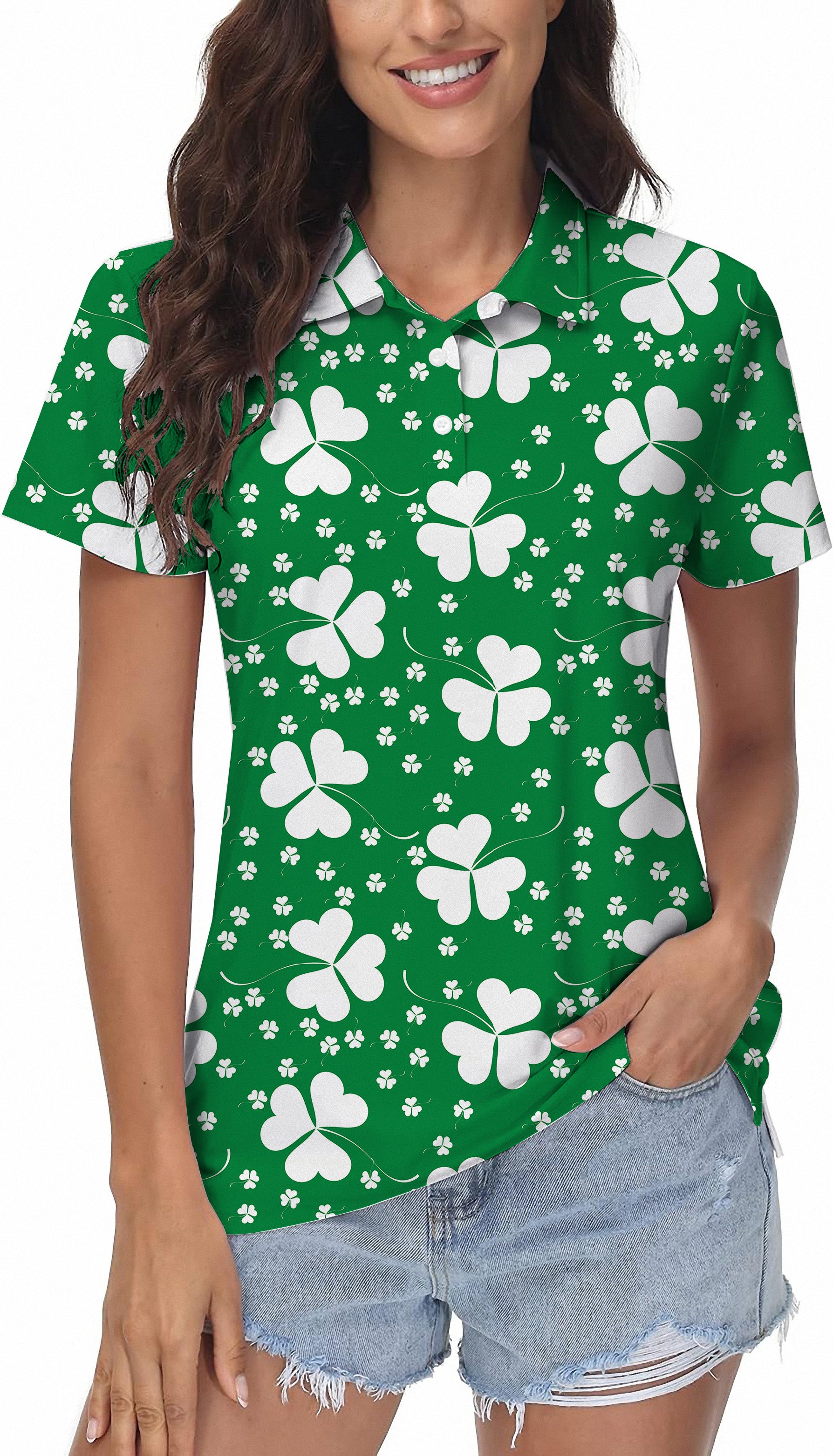 Leaf clover St. Patrick's Day Women's Golf Polo