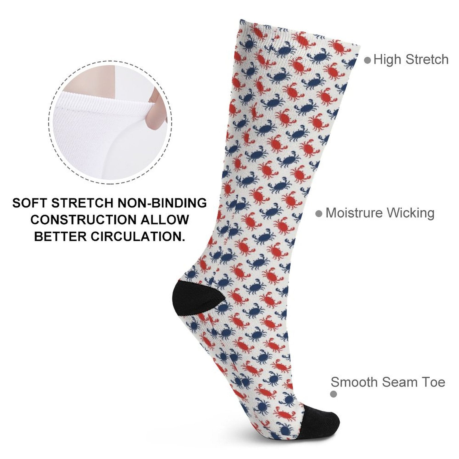 Blue and red Crab Prined socks Gifts for Men Women