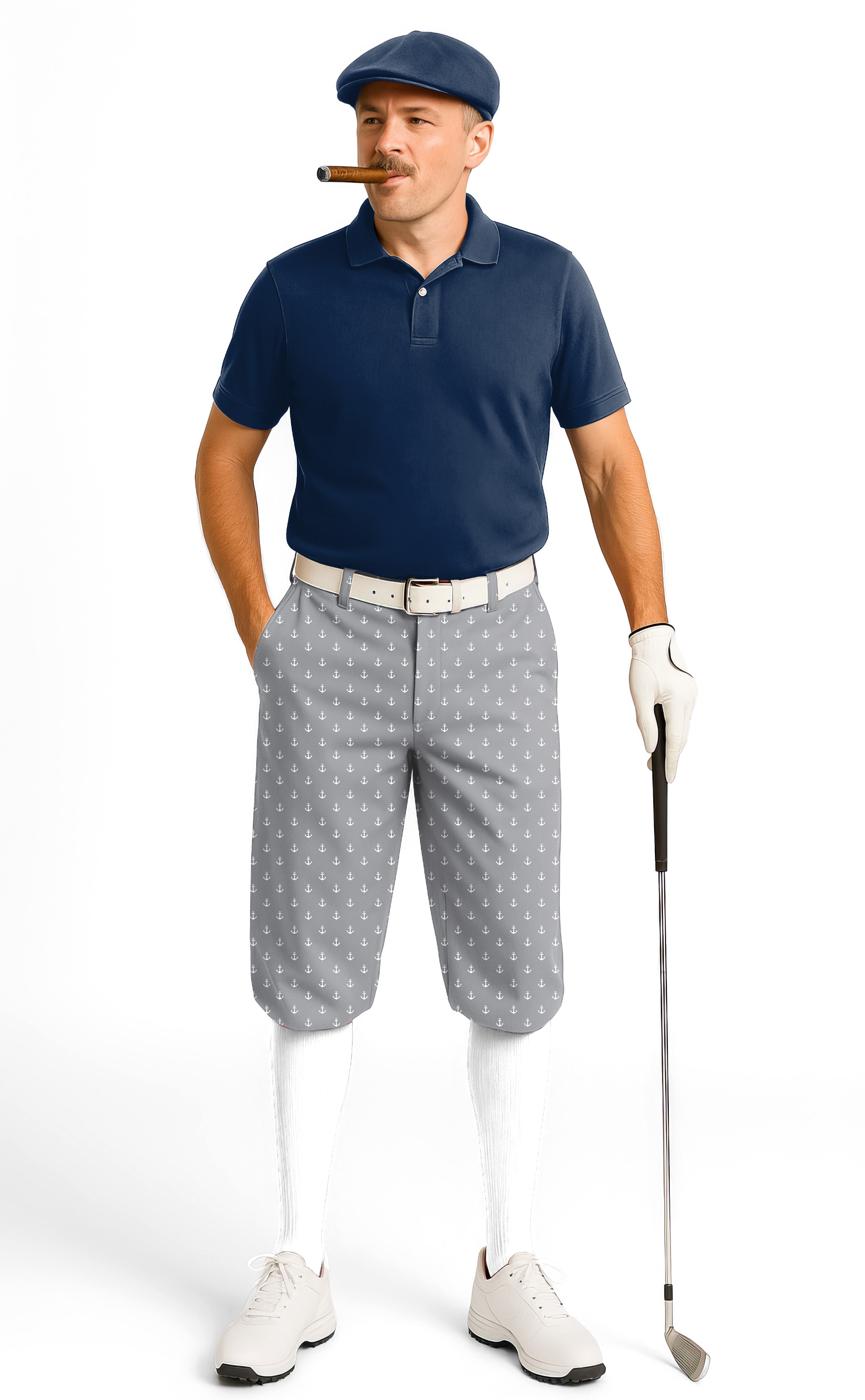 Light Gray Anchor Men's Golf Knickers Pants