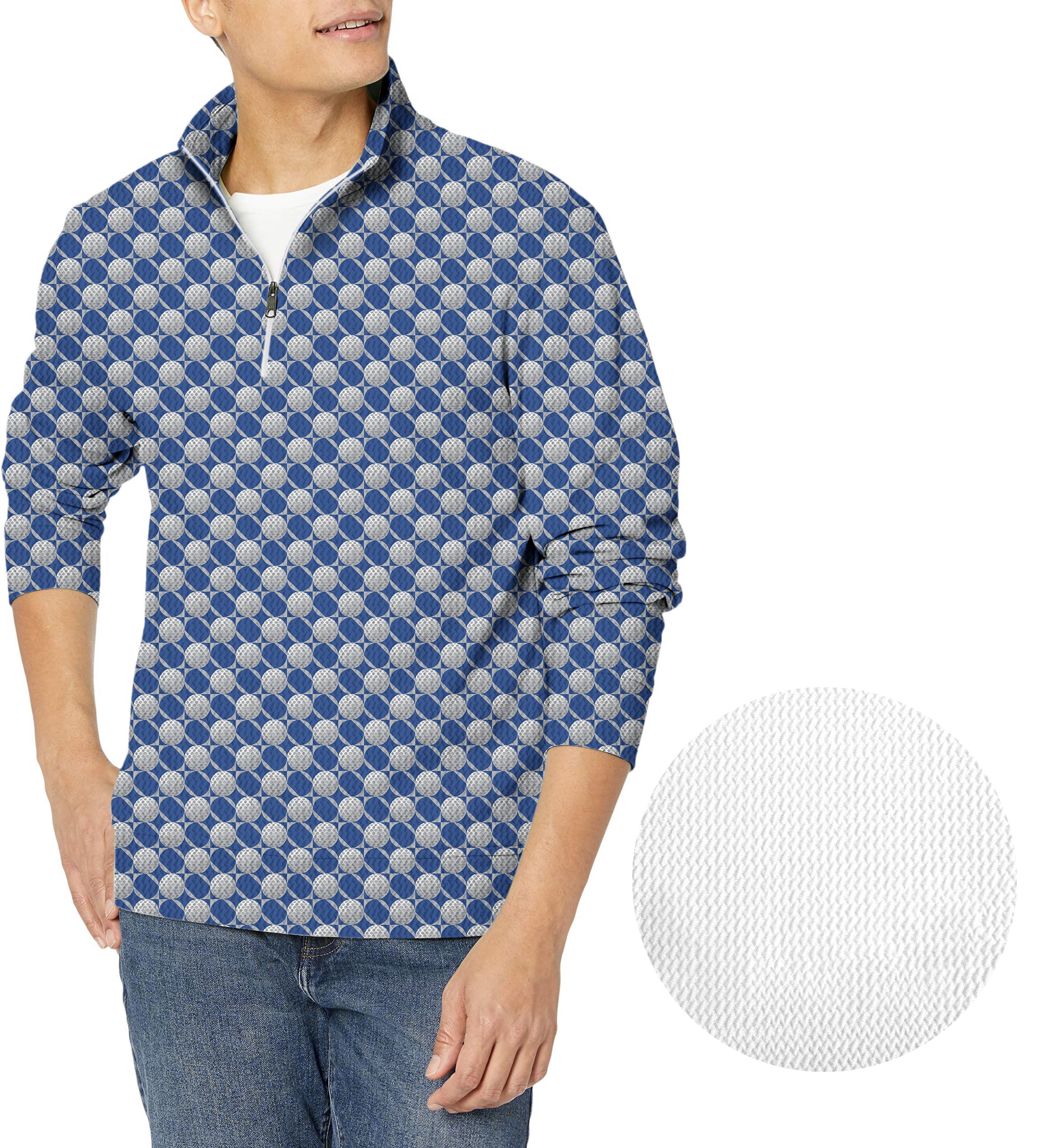 blue golf ball-Men's Golf Waffle Zipper Pullover limited edition