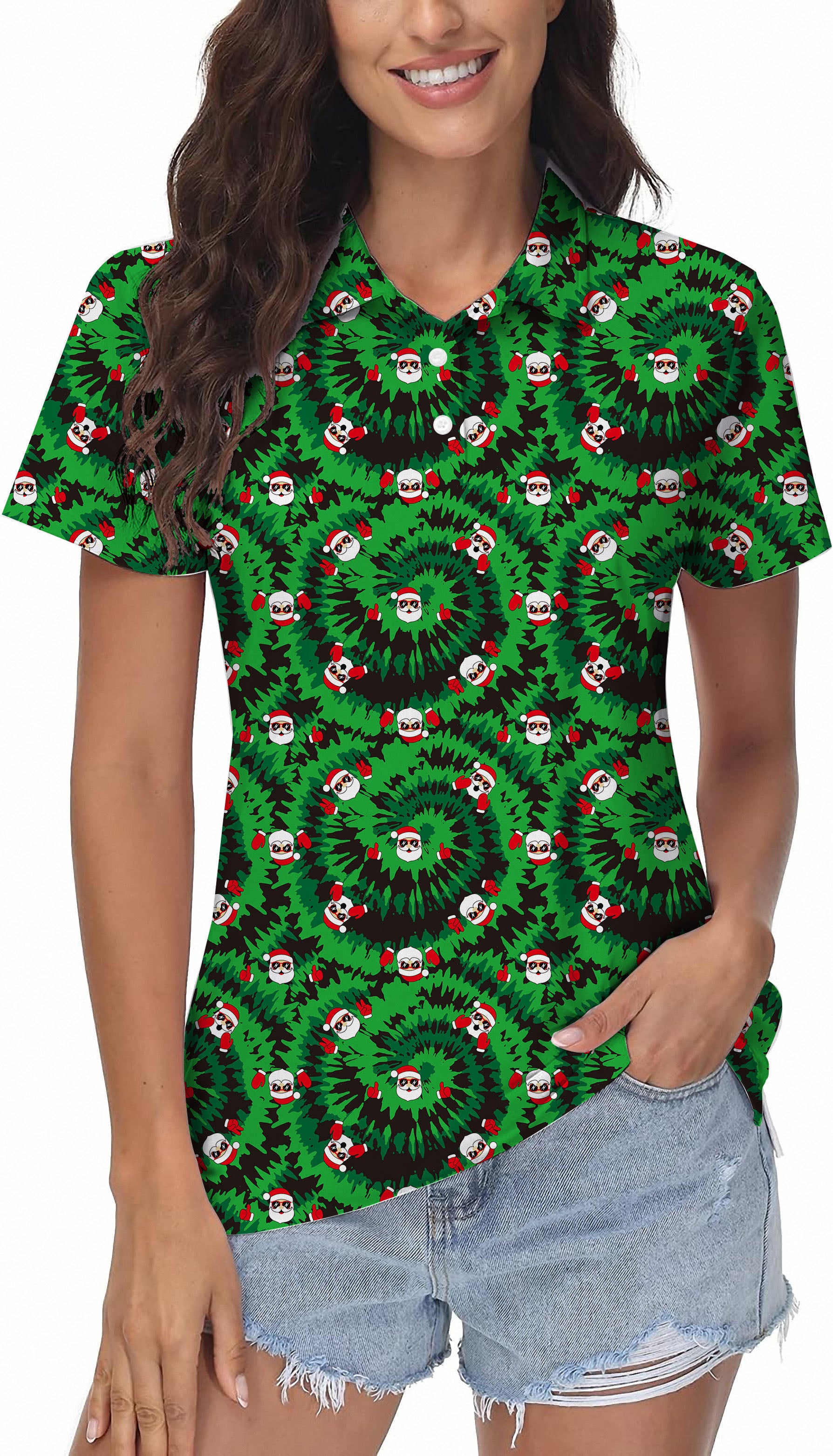 Women's Christmas Santa Golf Polo