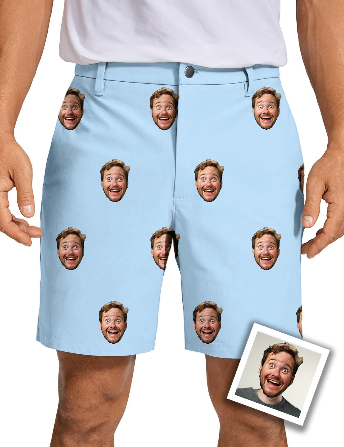 Men's Custom Photo Funny Face Golf Shorts