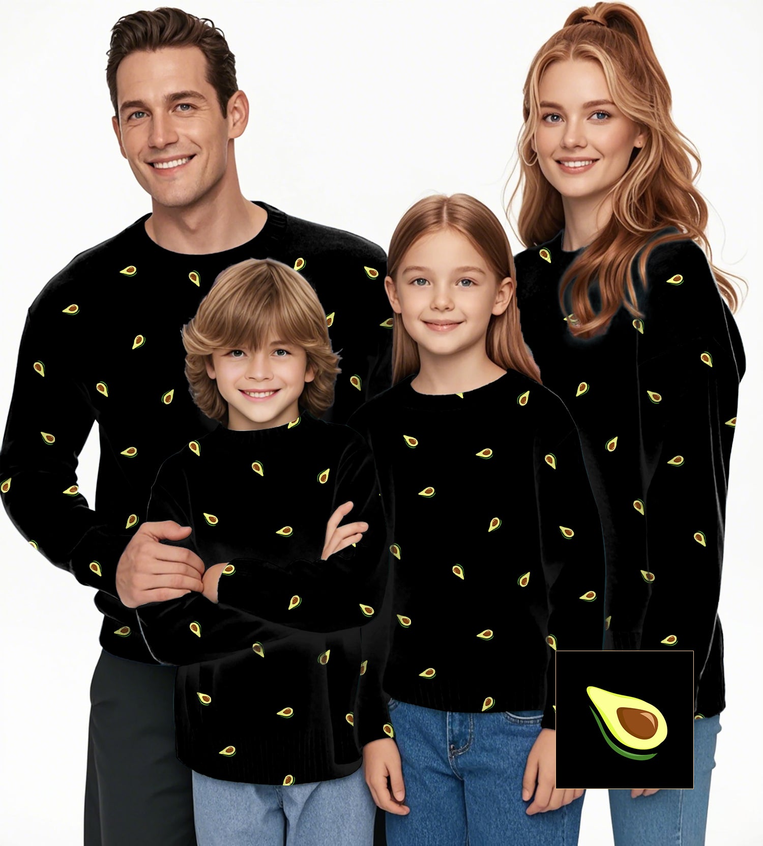 Avocado Custom The Background Color Crewneck Pullover Ugly Sweater Men Women boy girl family