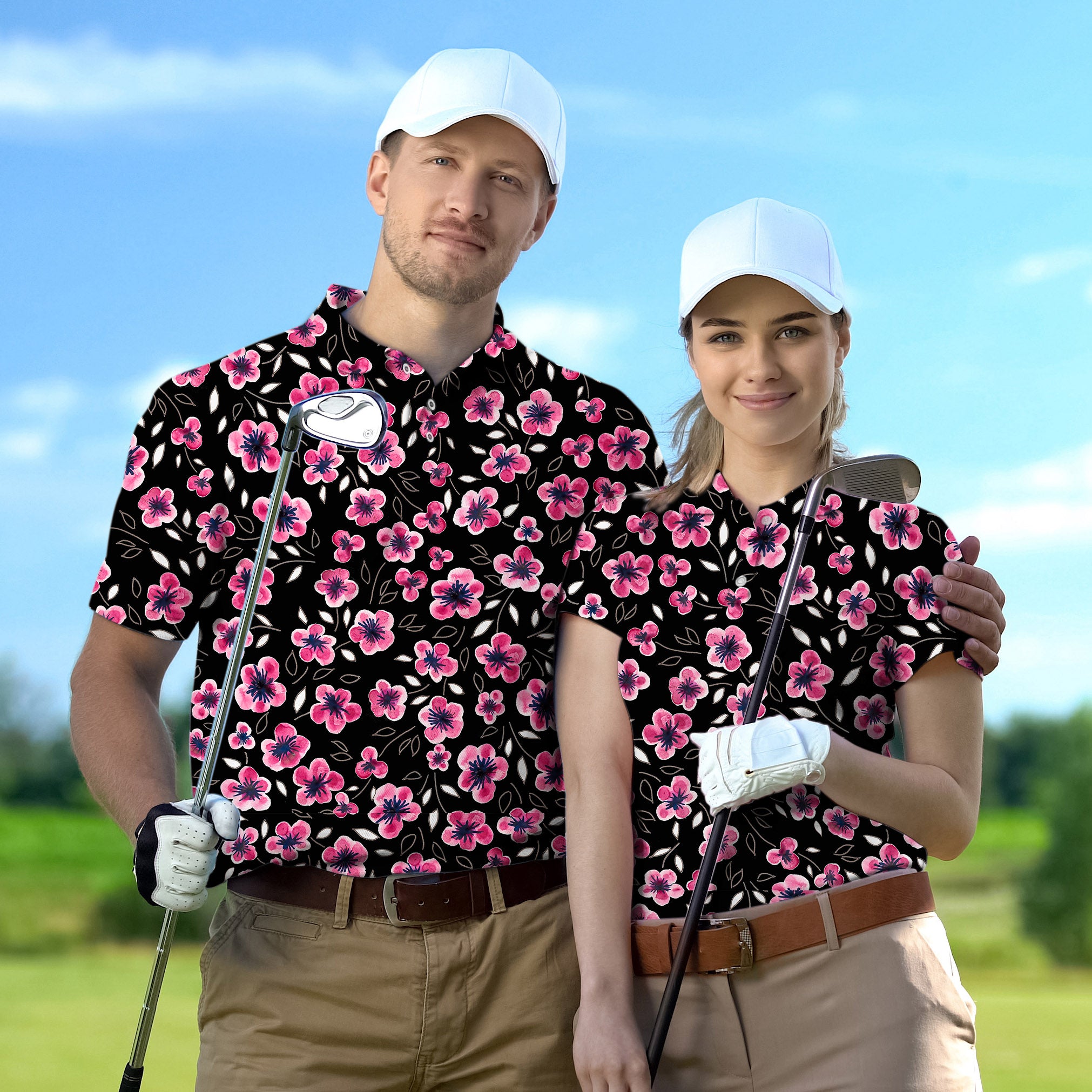 Golf Polo Couple Family set Floral Out