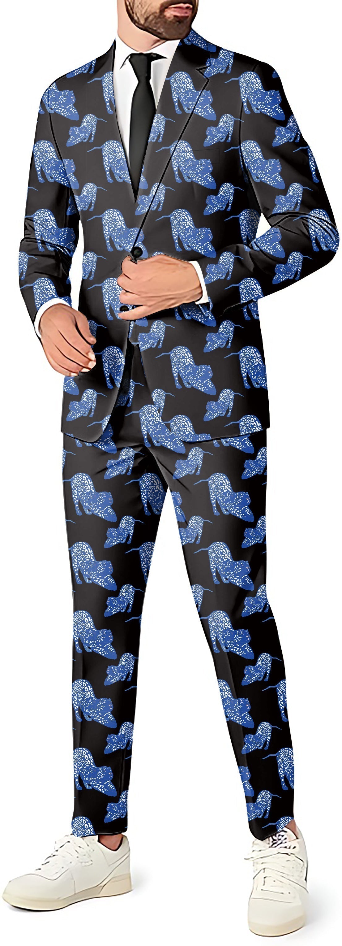 Blue Jaguar Men's Party Costumes-Theme Party 2 or 3pcs Suit set-Blazer Pants & Vest