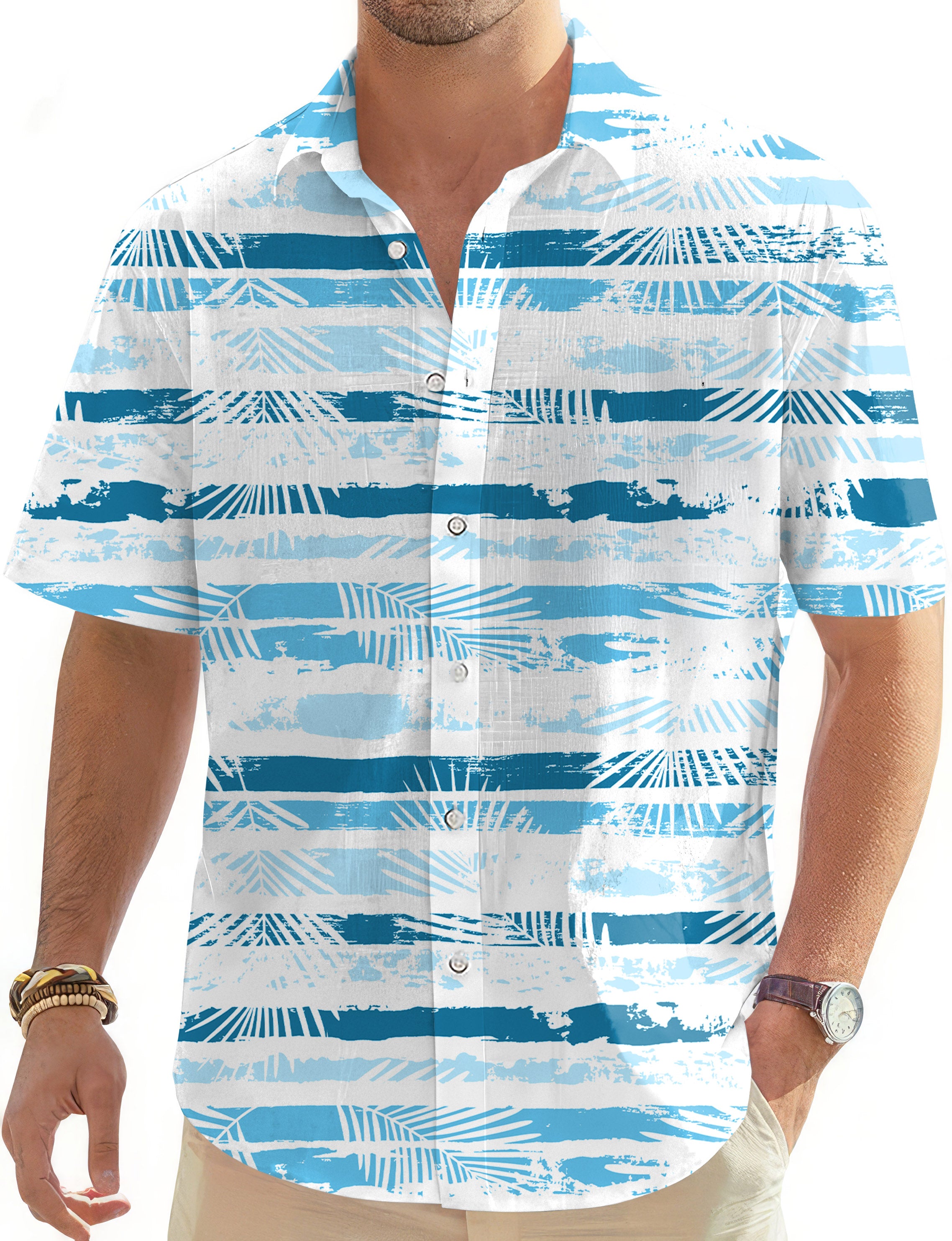 Tropical Blues Men's Golf Hawaiian Shirts Button Down Shirt